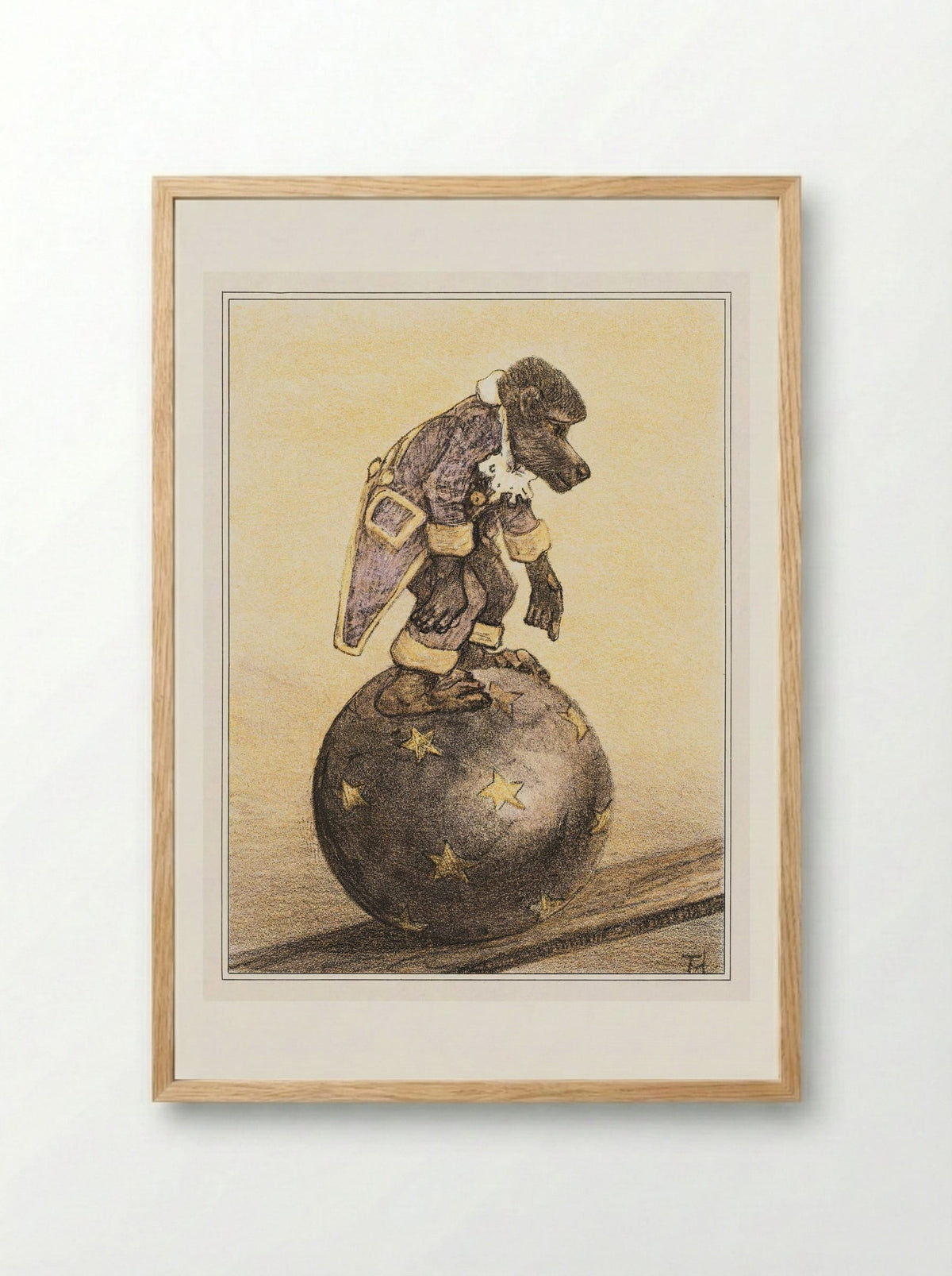 Aap op bal (Monkey on a Ball) - Theo van Hoytema - Framed Print Wood