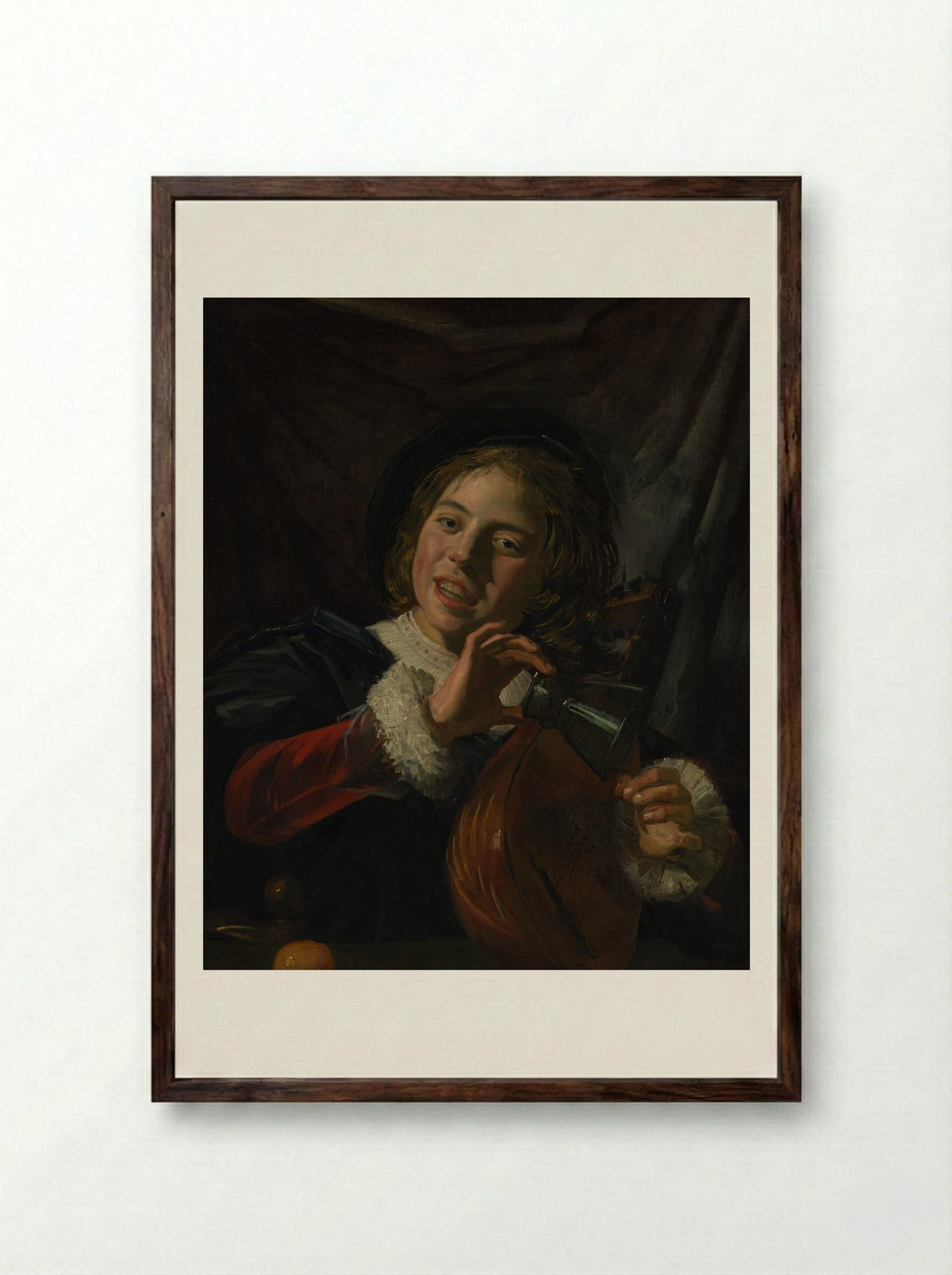 Boy with a Lute - Frans Hals - Framed Print Dark Wood