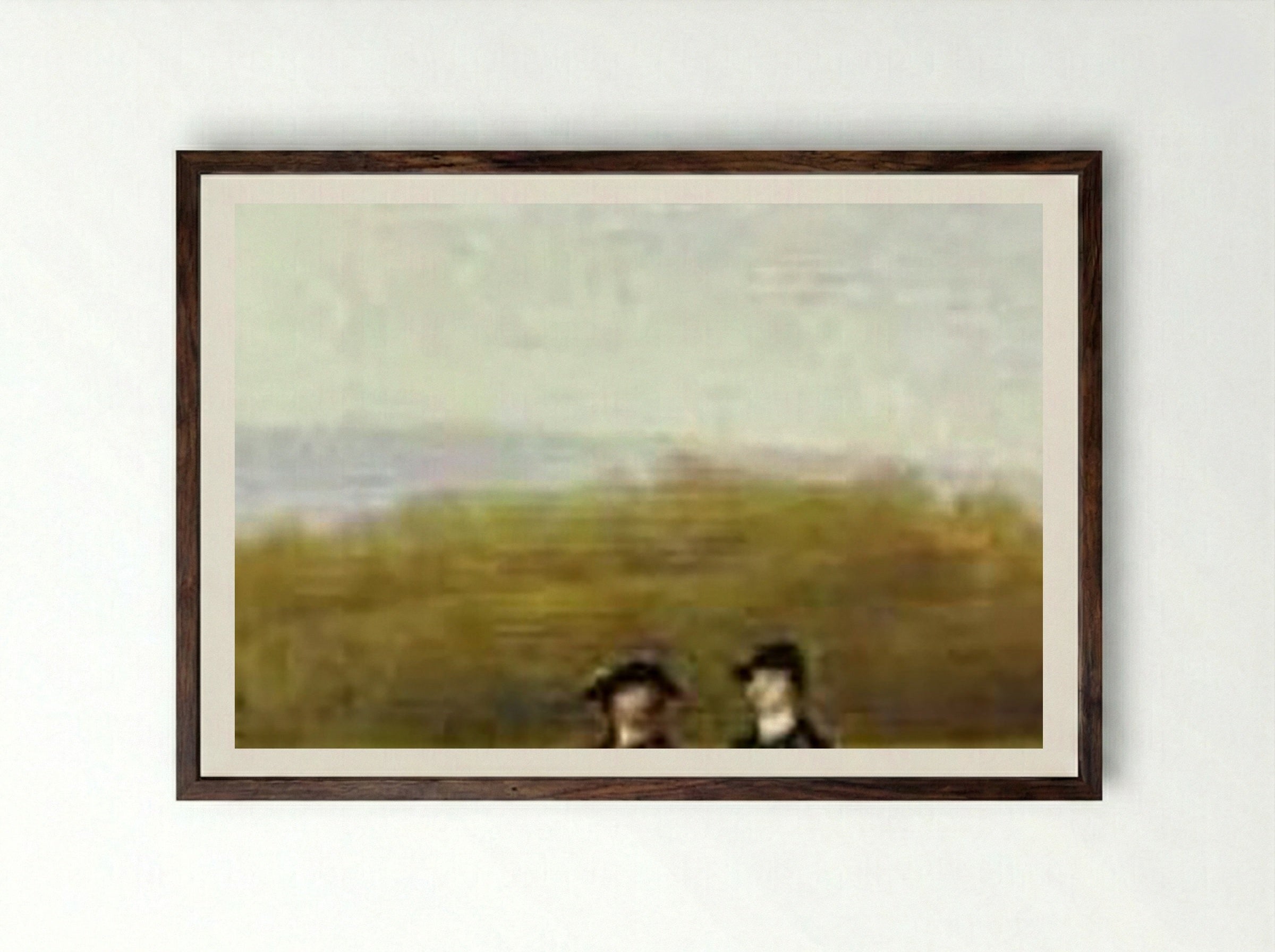 Racehorses Belonging to the Duke of Richmond Exercising at Goodwood - George Stubbs - Framed Print Dark Wood