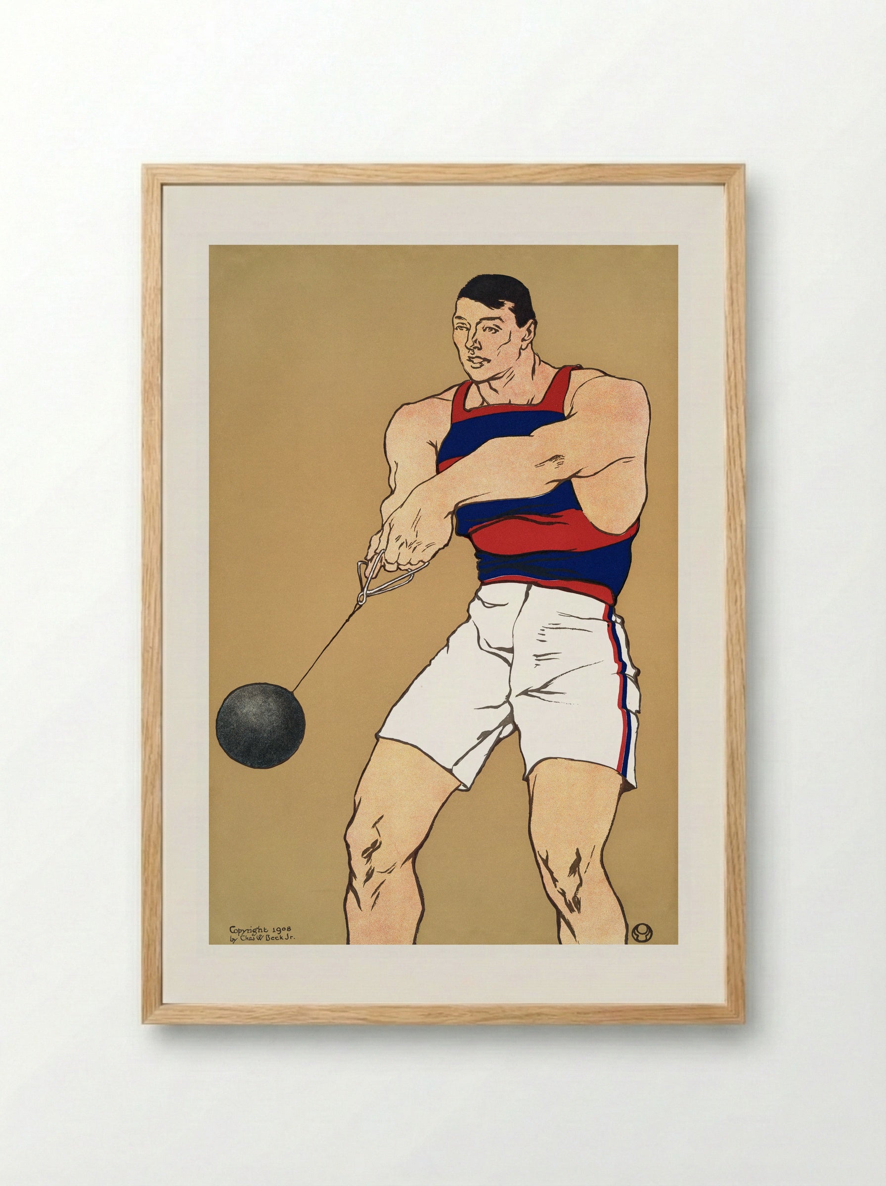 Hammer Throw - Edward Penfield - Framed Print Wood