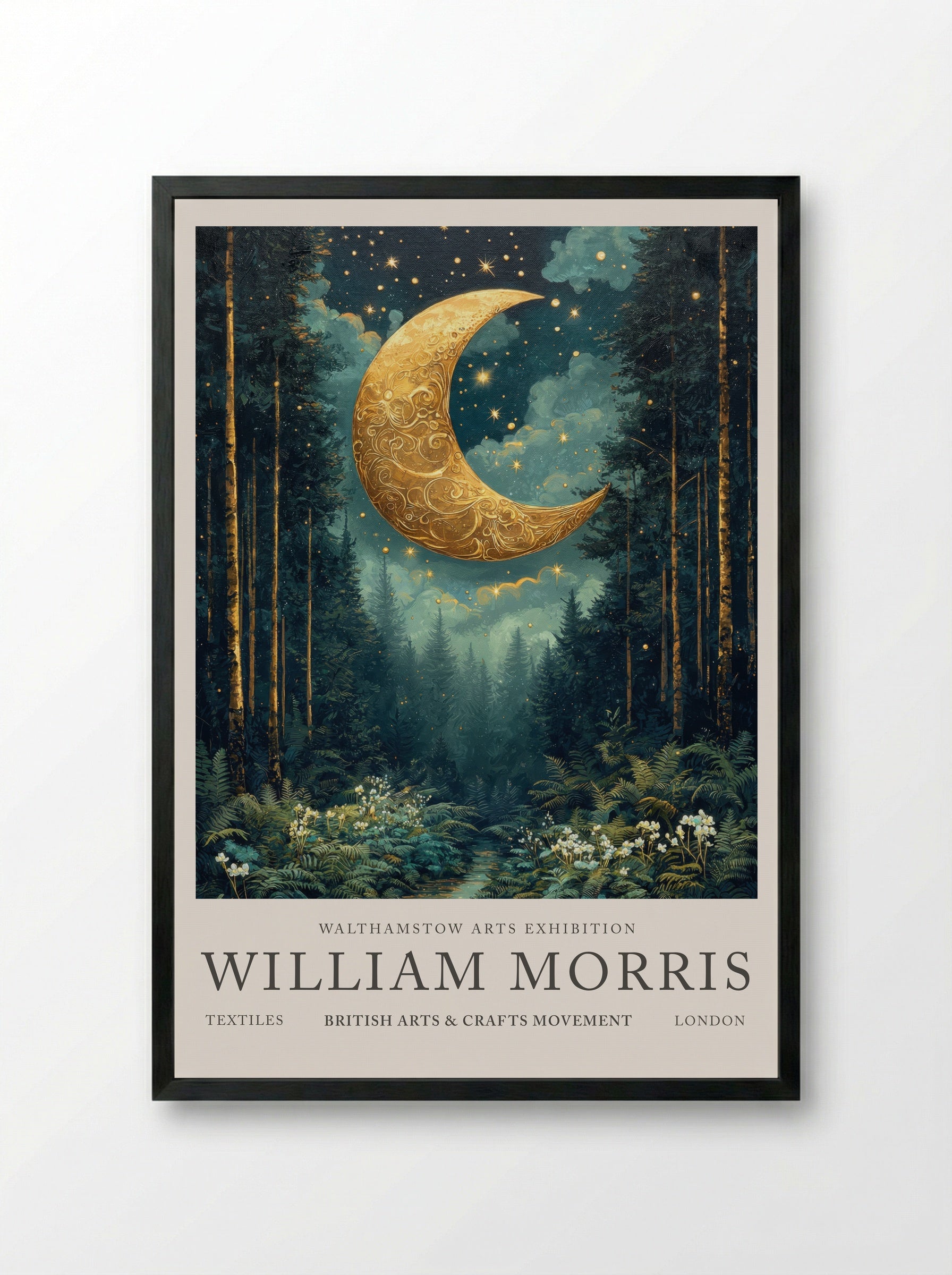 Crescent Canopy - William Morris - Framed Print Black