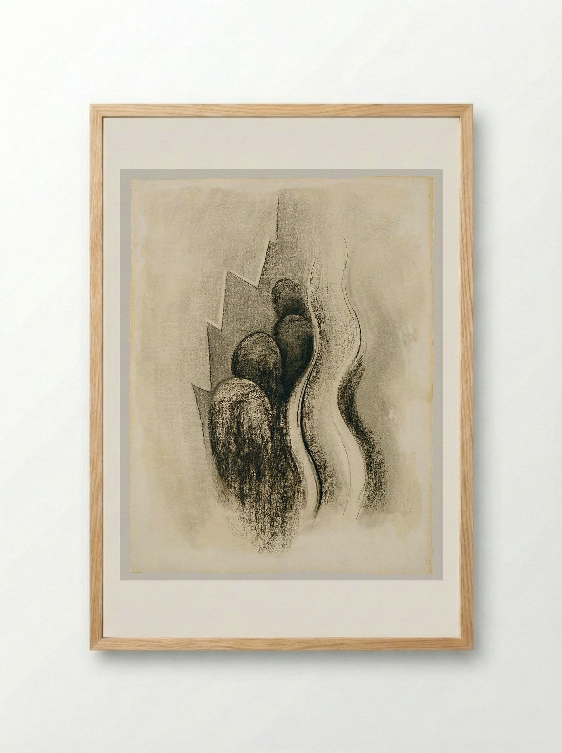 Untitled (Abstract Composition with Spheres and Zigzag) - Fine Art Print - Framed Print Wood