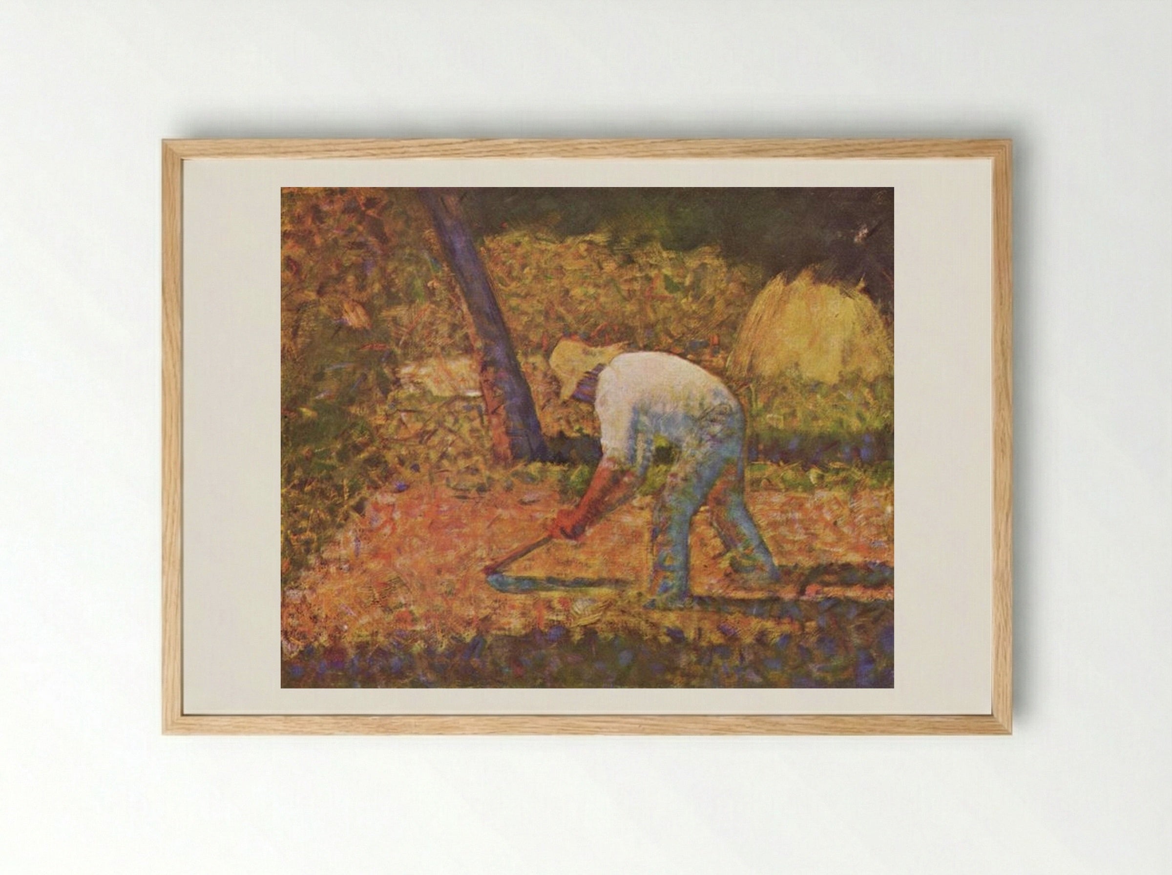 Peasant with Hoe - Georges Seurat - Framed Print Wood