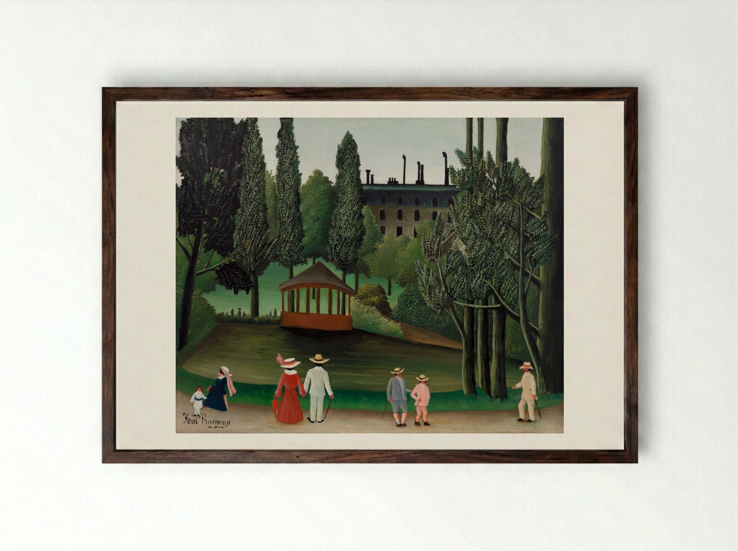 View of Montsouris Park, the Kiosk - Henri Rousseau - Framed Print Dark Wood