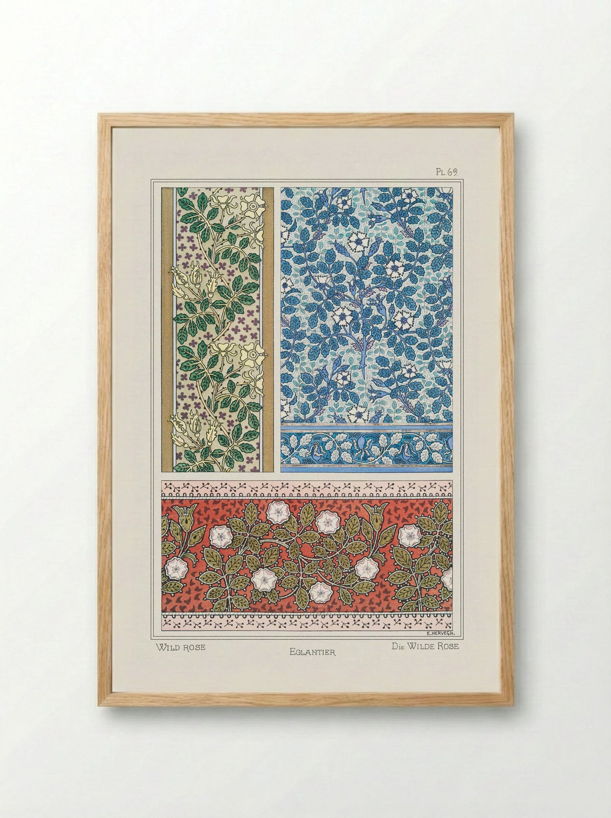 Eglantier (Wild Rose) from La Plante et ses Applications ornementales - Maurice Pillard Verneuil - Framed Print Wood