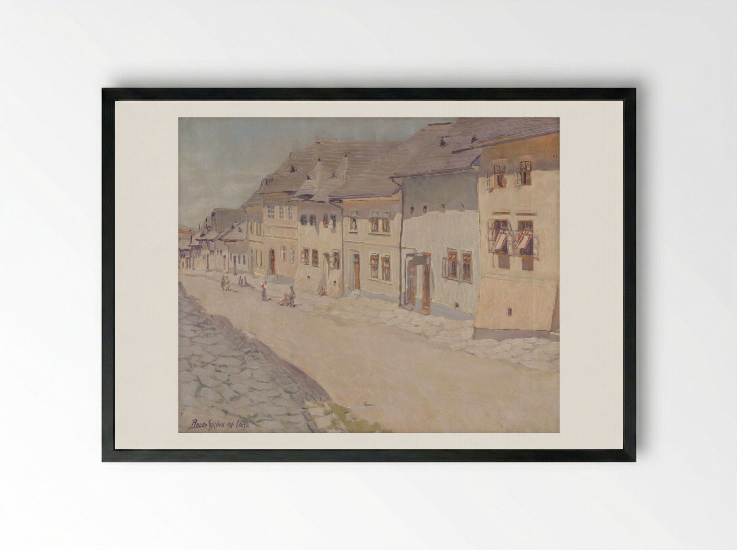 Street in Liptovský Svätý Mikuláš - Konštantín Bauer - Framed Print Black