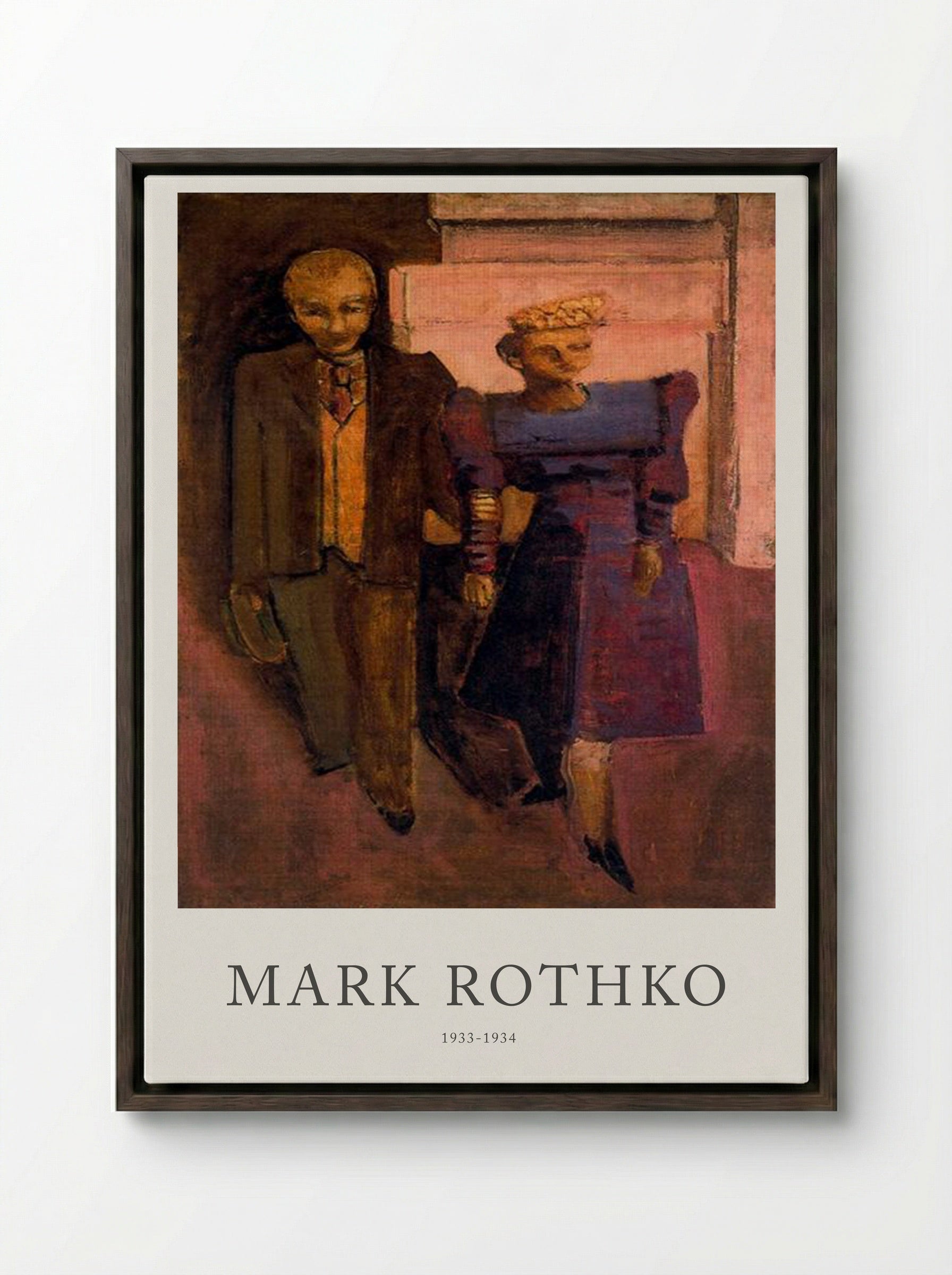 Untitled (Couple in Cityscape) - Mark Rothko - Framed Canvas Dark Wood
