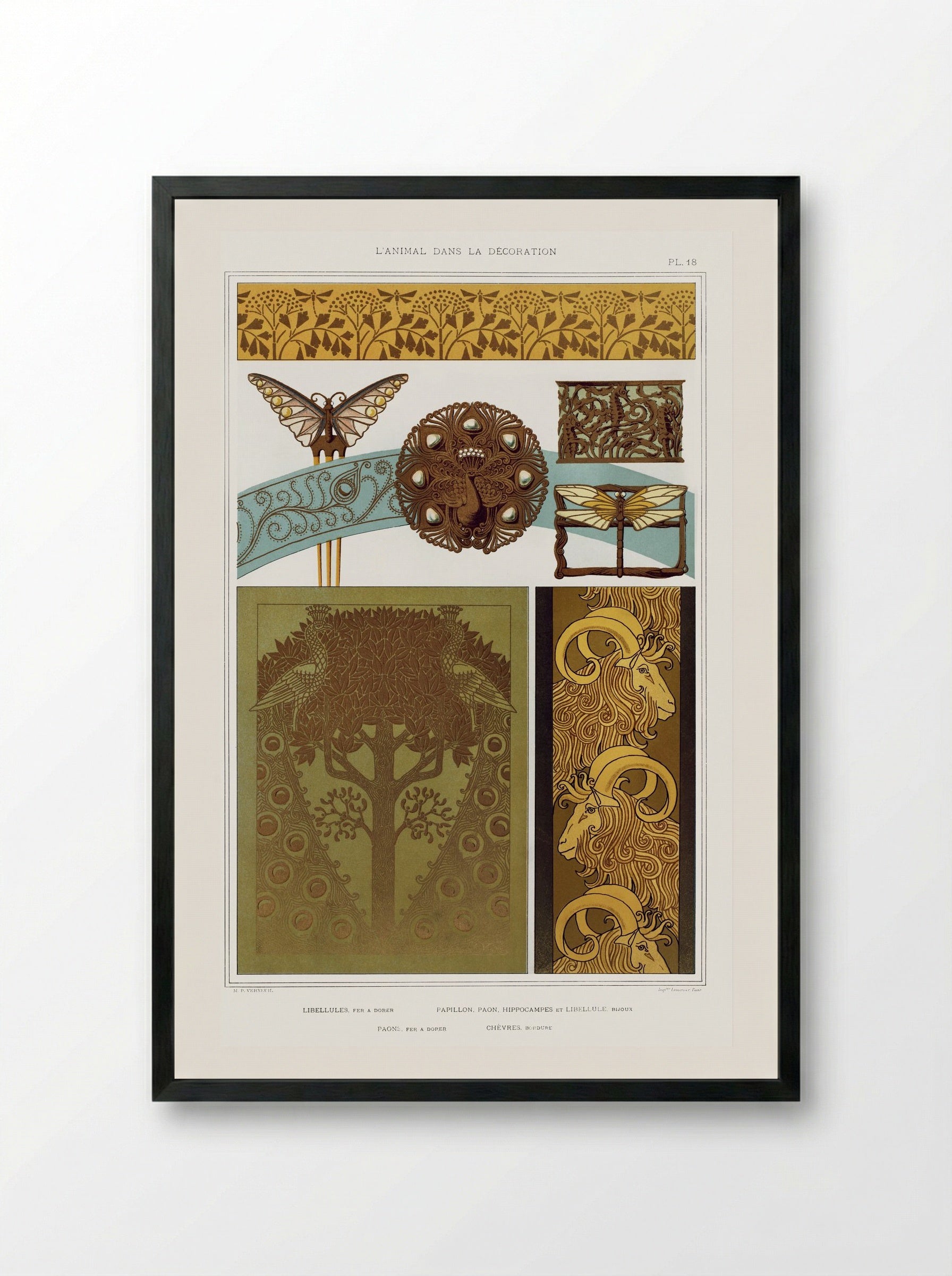 L'Animal dans la Décoration, Plate 18 - Maurice Pillard Verneuil - Framed Print Black