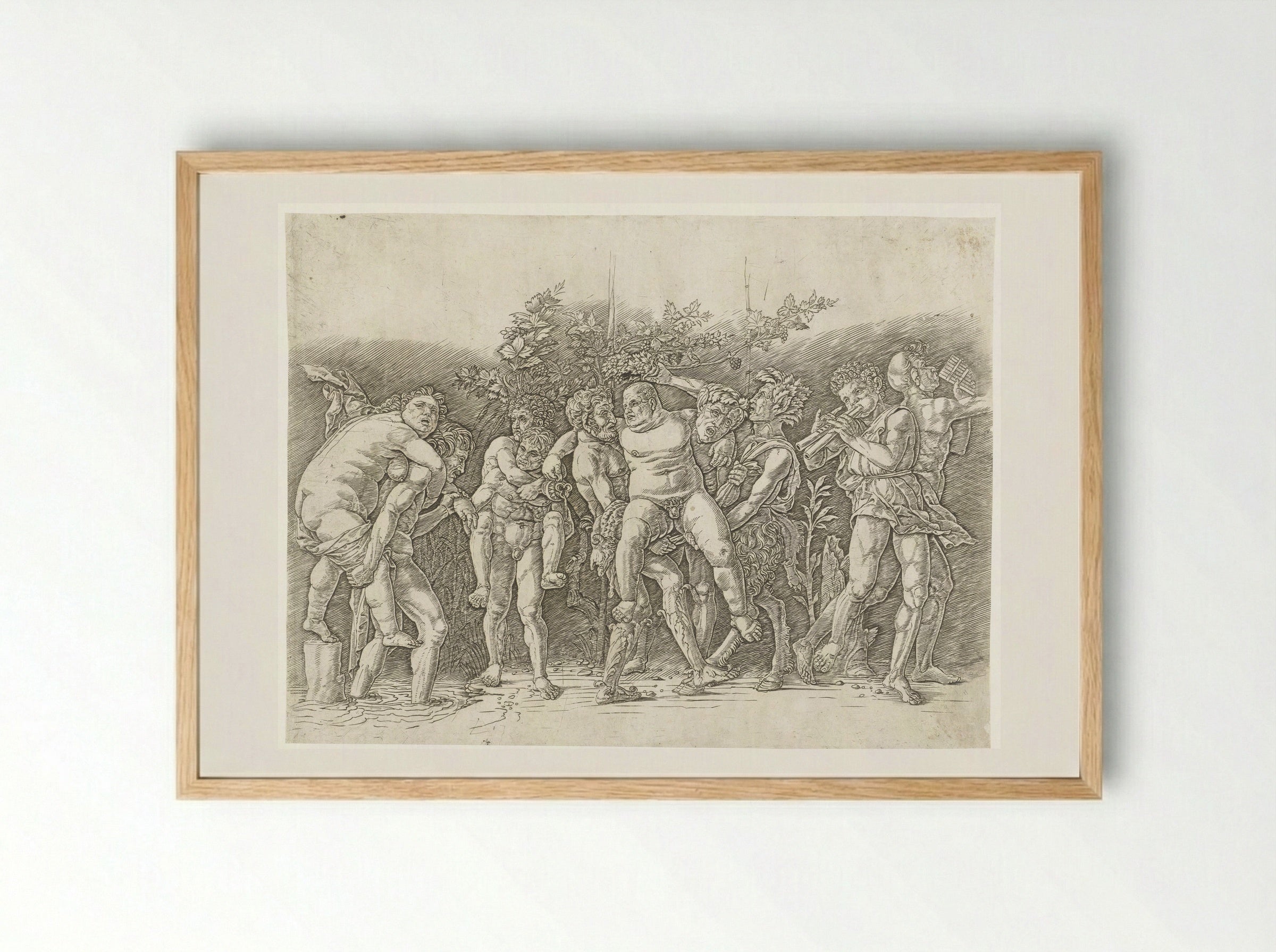 Bacchanaal met Silenus - Andrea Mantegna - Framed Print Wood