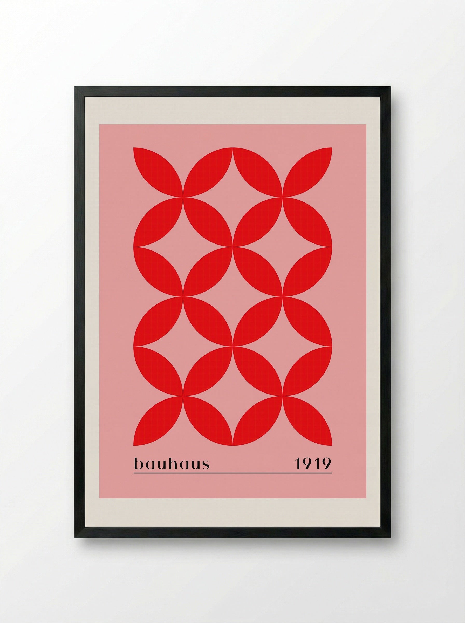 Bauhaus Red Petal Matrix - 1919 Exhibition Poster - Framed Print Black