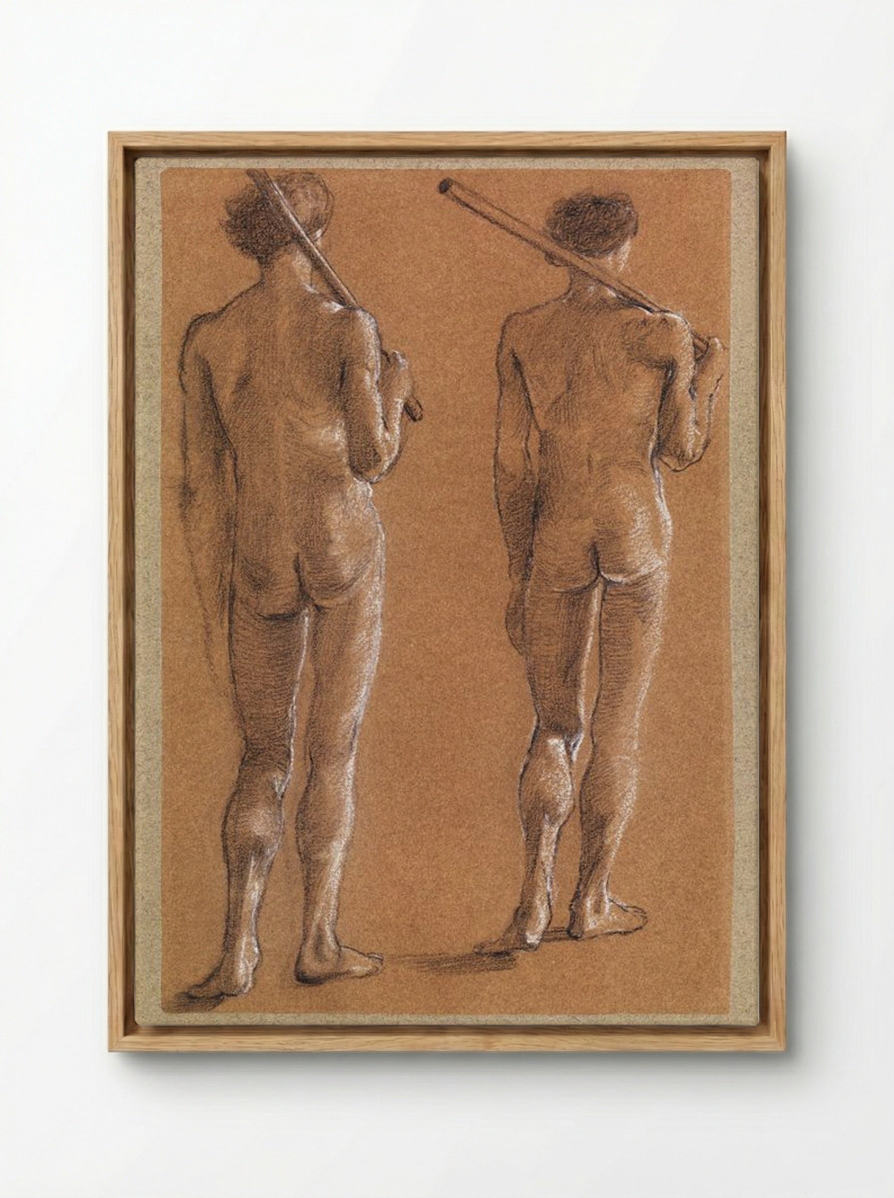 Male Nude Studies of Two Soldiers for 'The Princess Led to the Dragon' - Edward Burne-Jones - Framed Canvas Wood