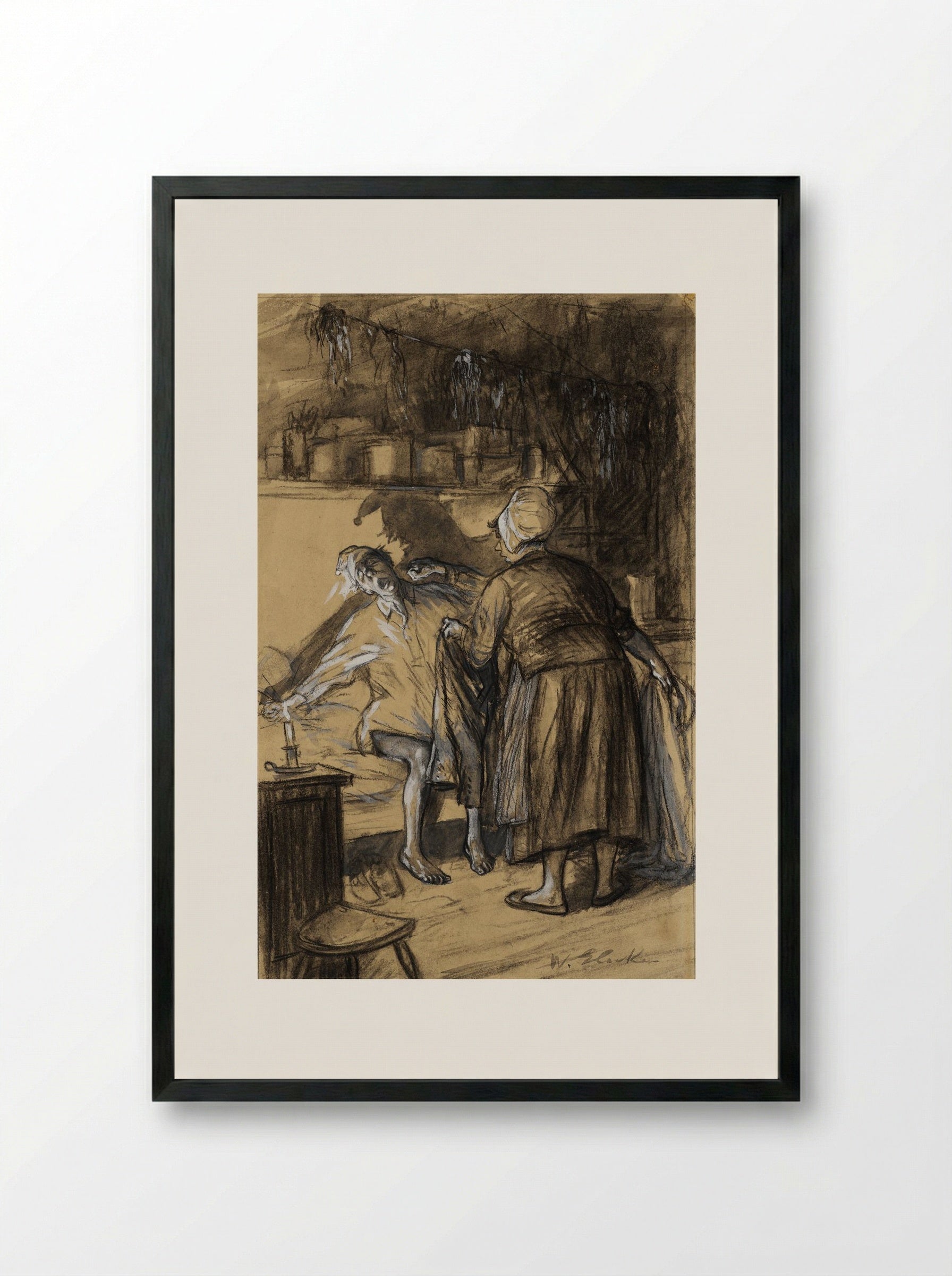 Here Are Your Trousers - William James Glackens - Framed Print Black