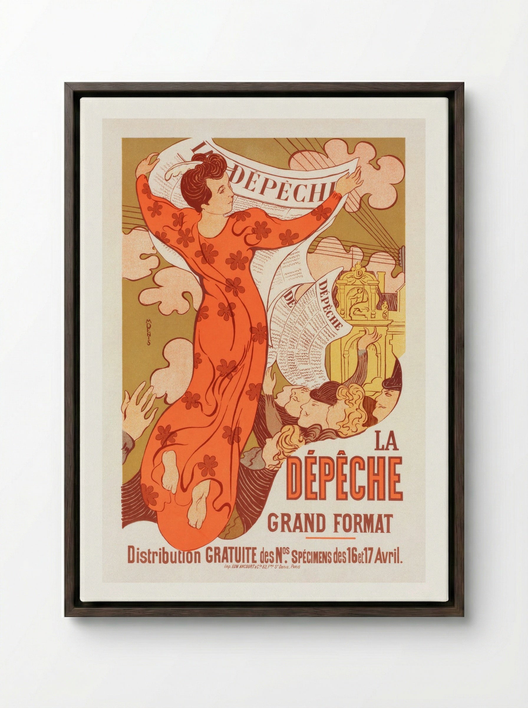 Poster for La Dépêche de Toulouse - Maurice Denis - Framed Canvas Dark Wood
