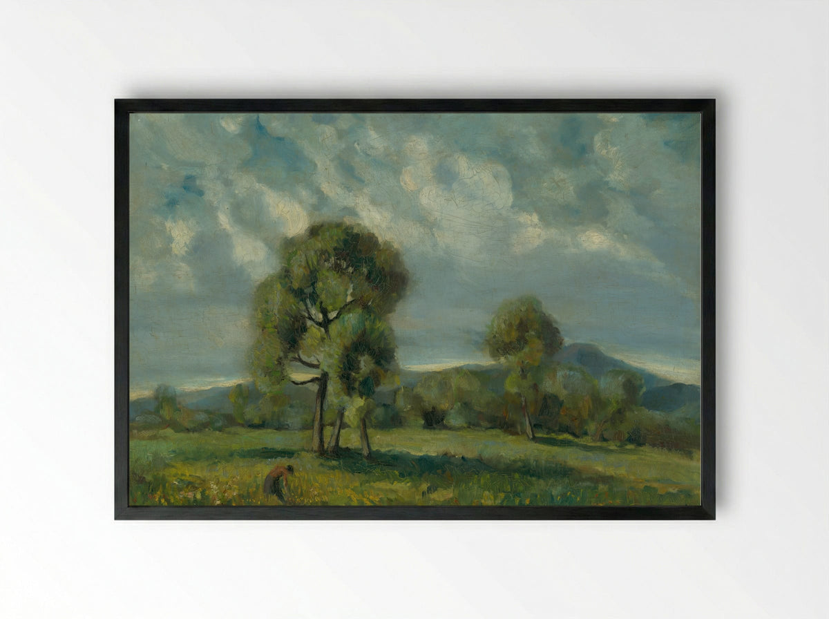 Liptov Landscape with Trees - Zolo Palugyay - Framed Print Black