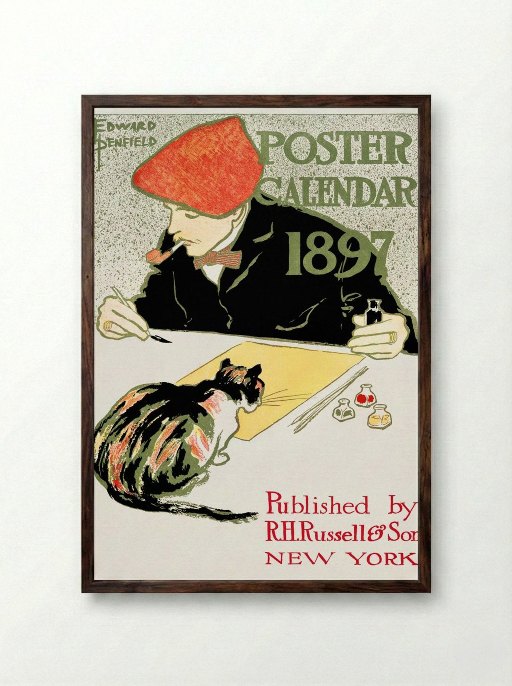Poster Calendar 1897 - Edward Penfield - Framed Print Dark Wood