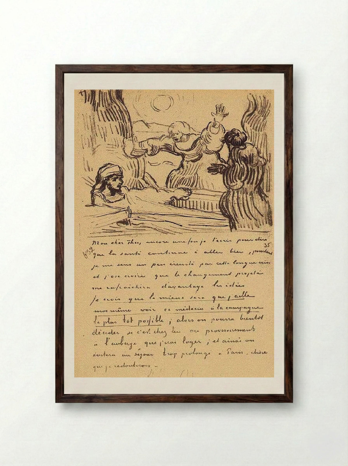 The Raising of Lazarus - Vincent van Gogh - Framed Print Dark Wood