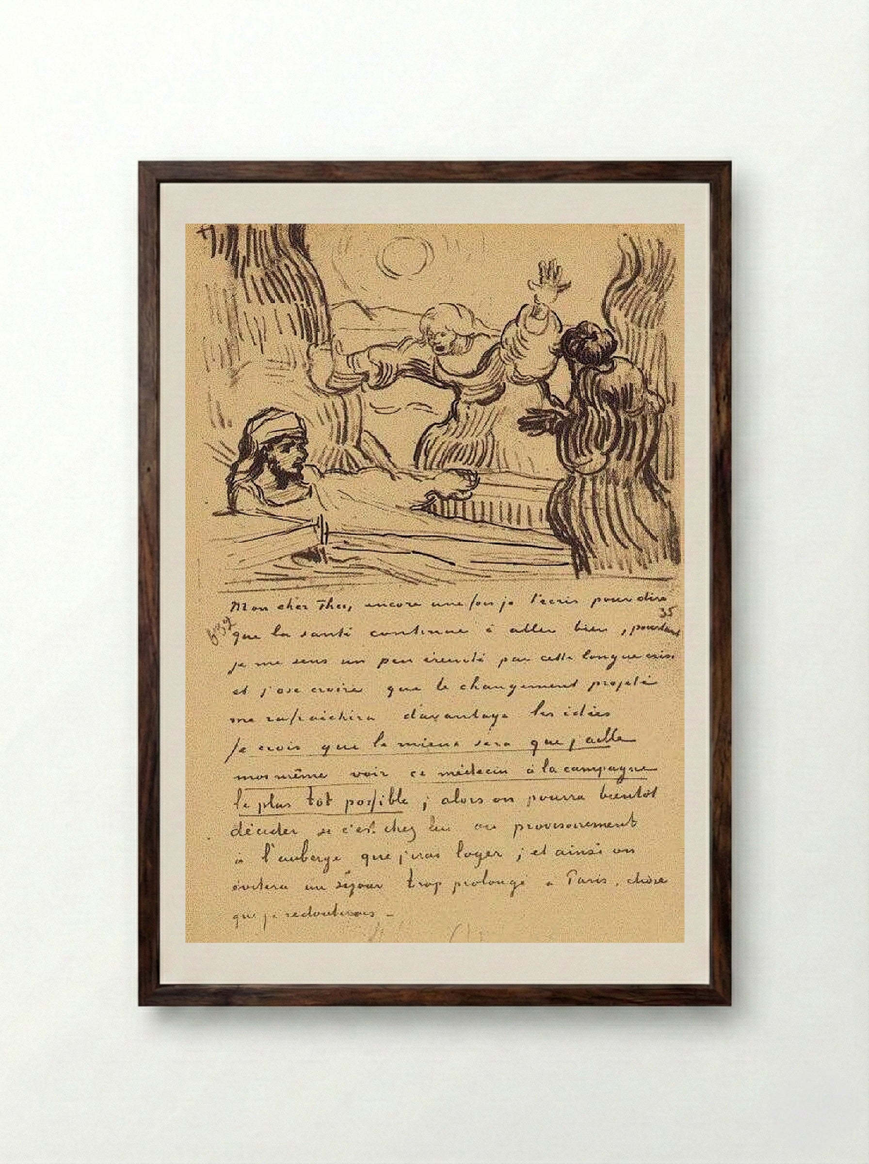 The Raising of Lazarus - Vincent van Gogh - Framed Print Dark Wood