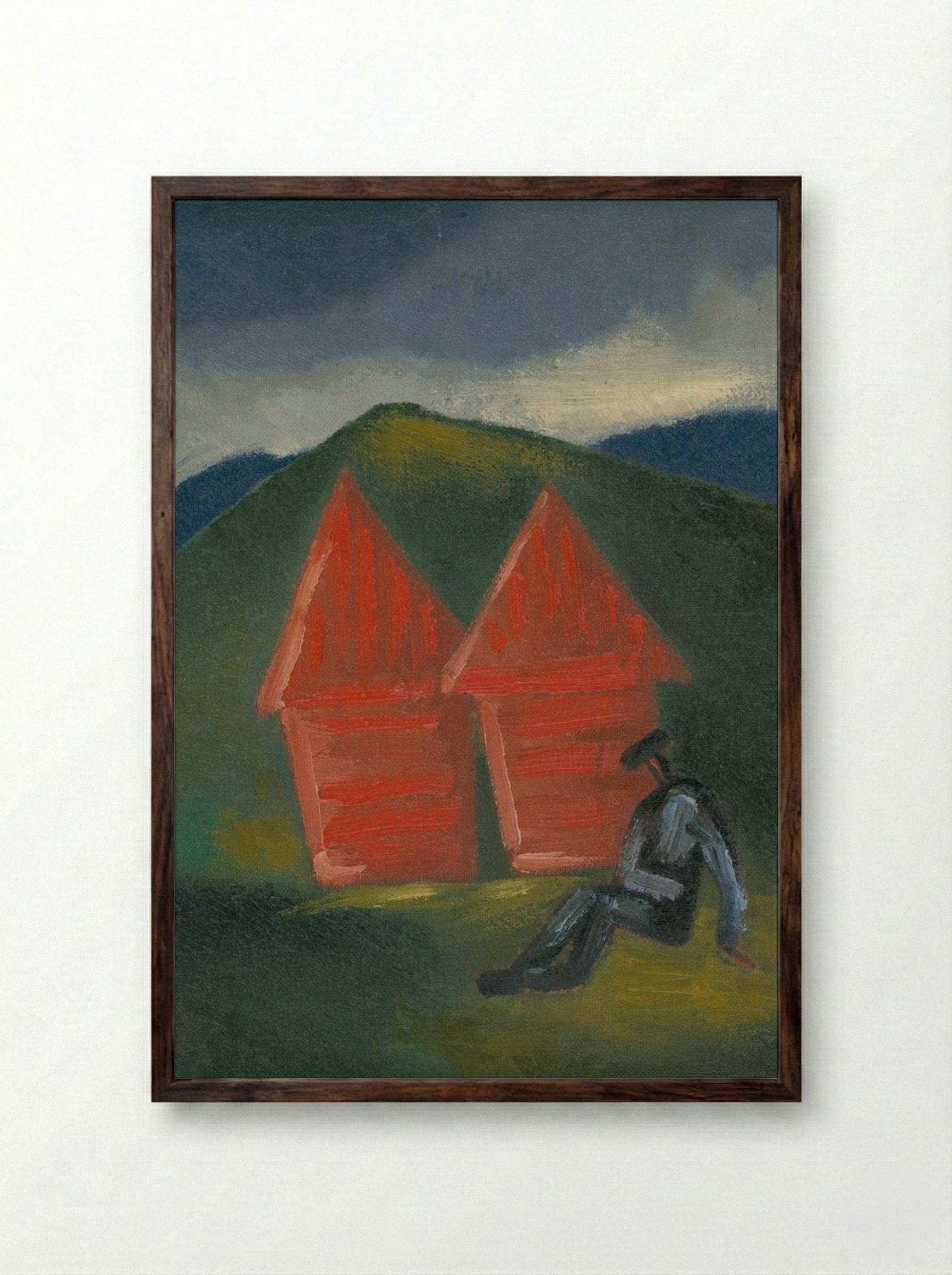 Hay Barns - Mikuláš Galanda - Framed Print Dark Wood
