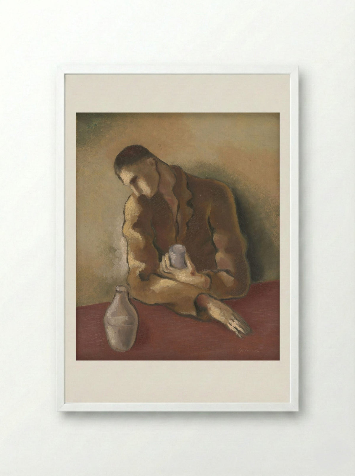 Drunkard - Mikuláš Galanda - Framed Print White