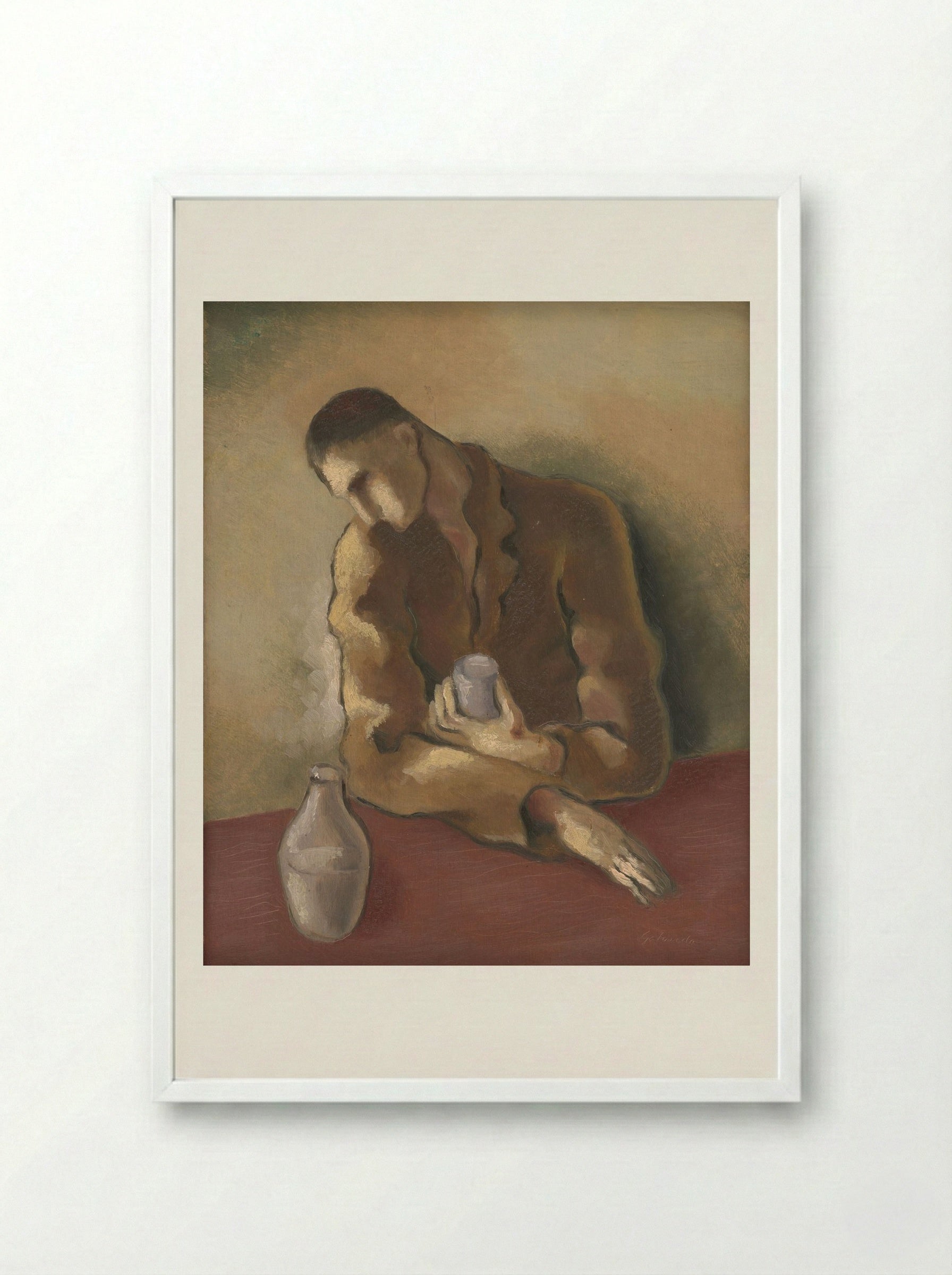 Drunkard - Mikuláš Galanda - Framed Print White