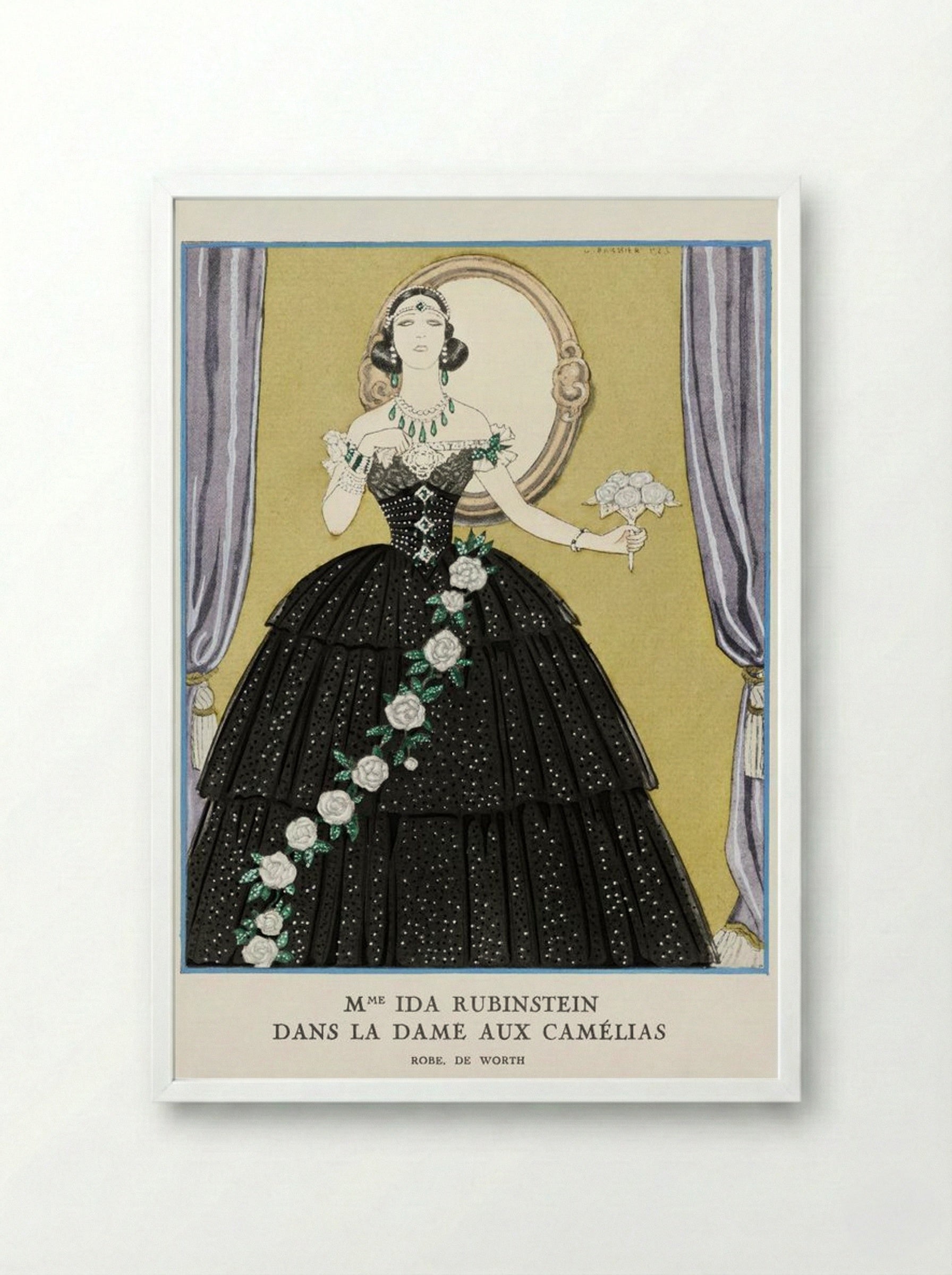 Mme Ida Rubinstein in La Dame aux Camélias - George Barbier - Framed Print White