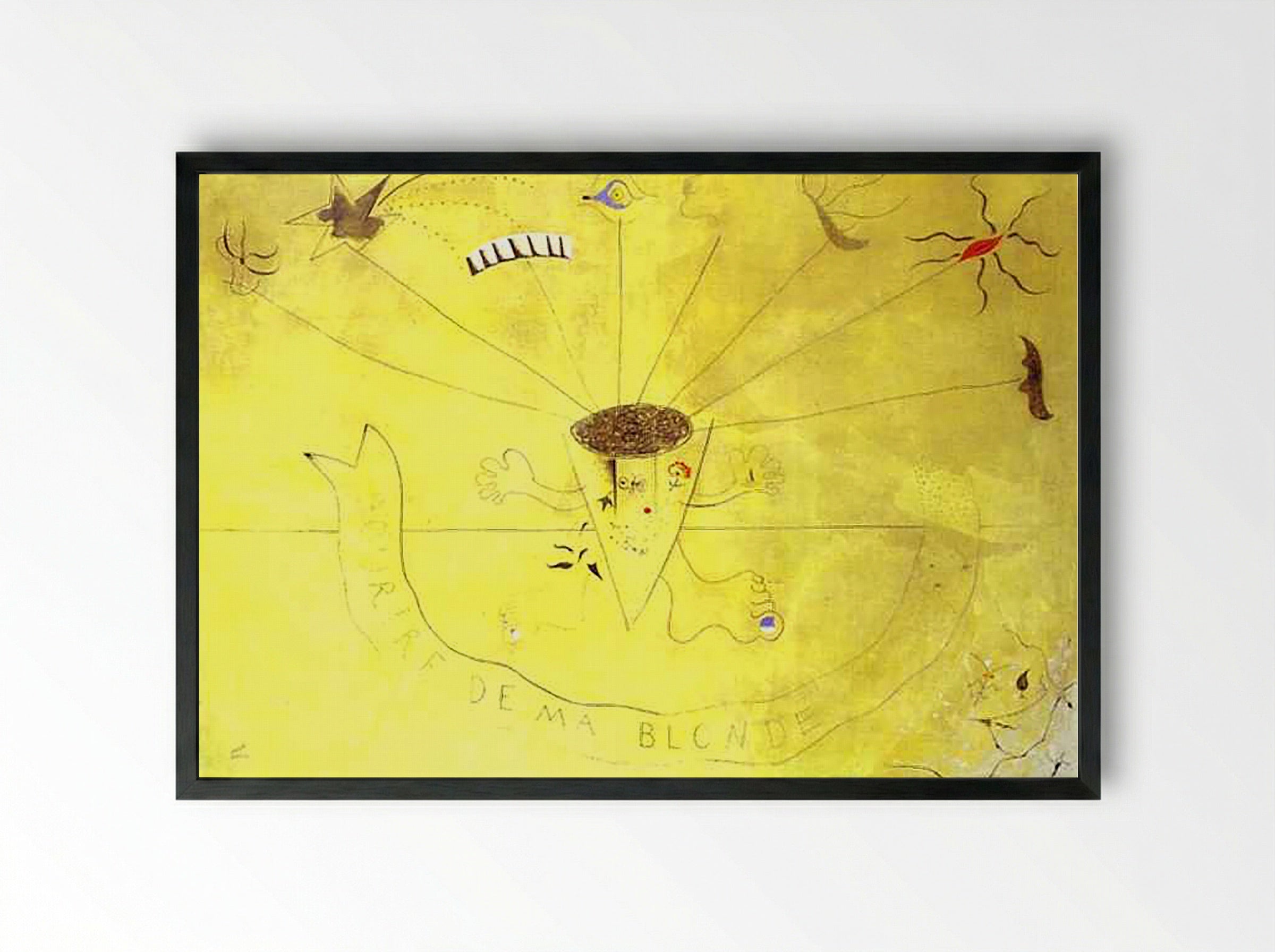 Bouquet of Flowers. Smile of My Blond - Joan Miró - Framed Print Black