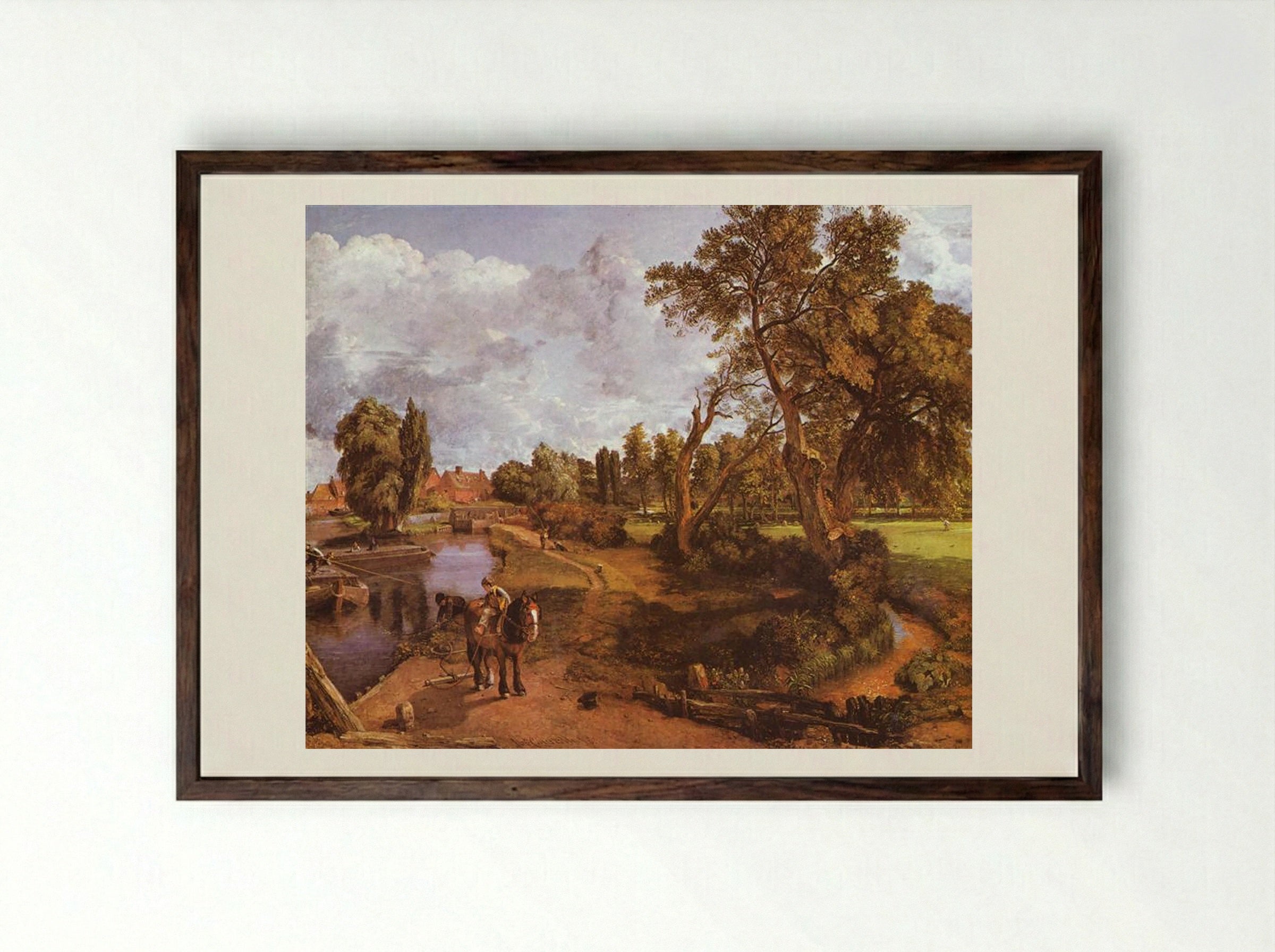 Flatford Mill - John Constable - Framed Print Dark Wood