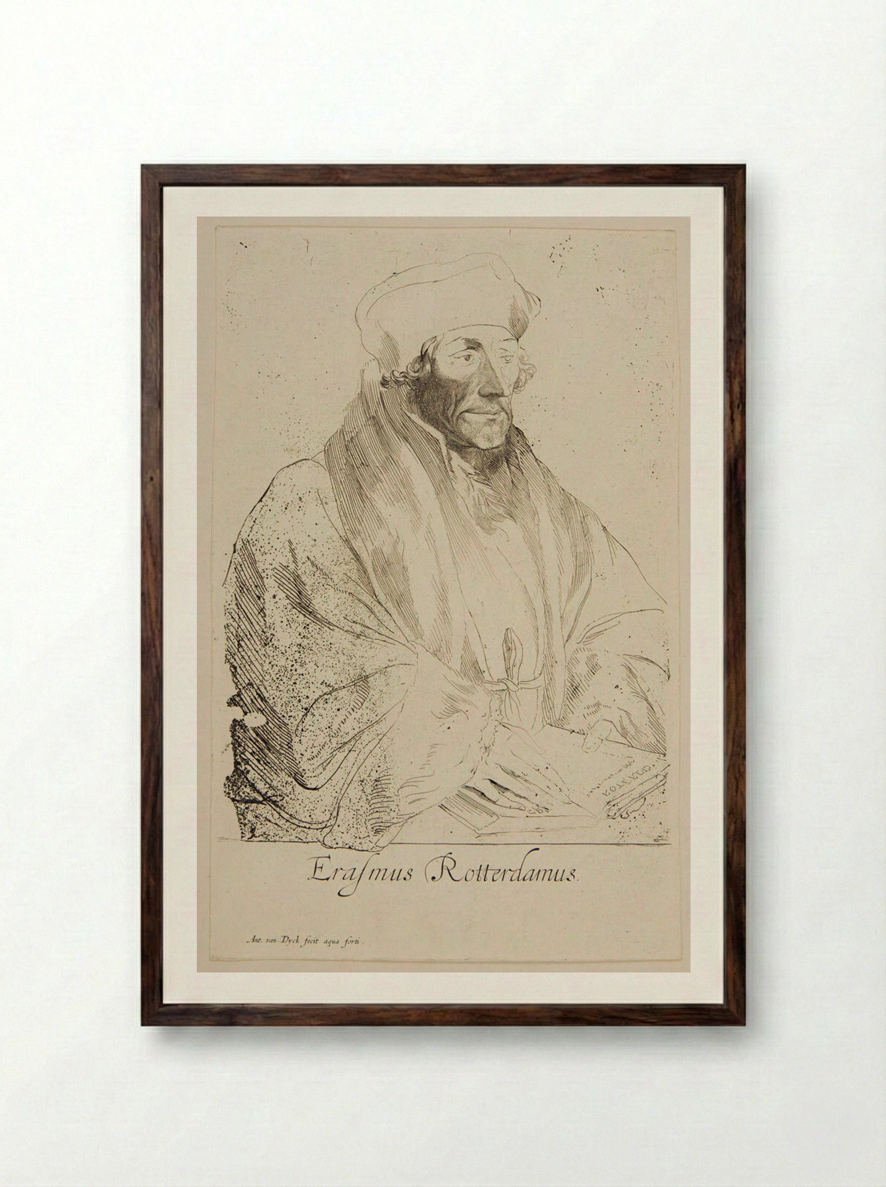 Erasmus Rotterdamus - Anthony van Dyck - Framed Print Dark Wood