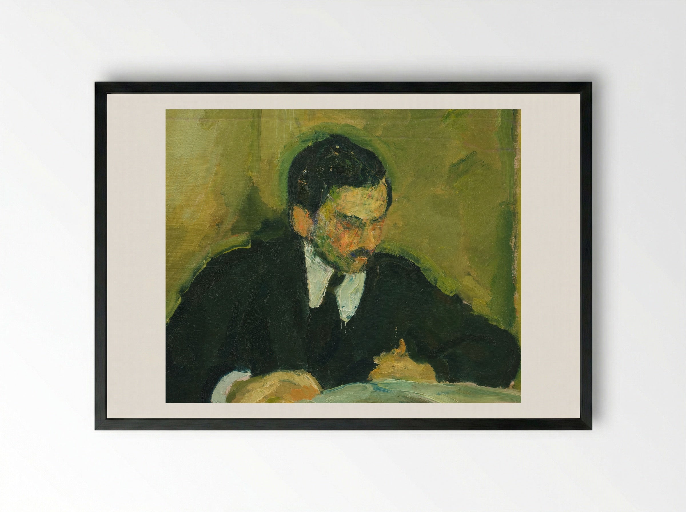 The Painter Ernst Goldschmidt Reading - Harald Giersing - Framed Print Black