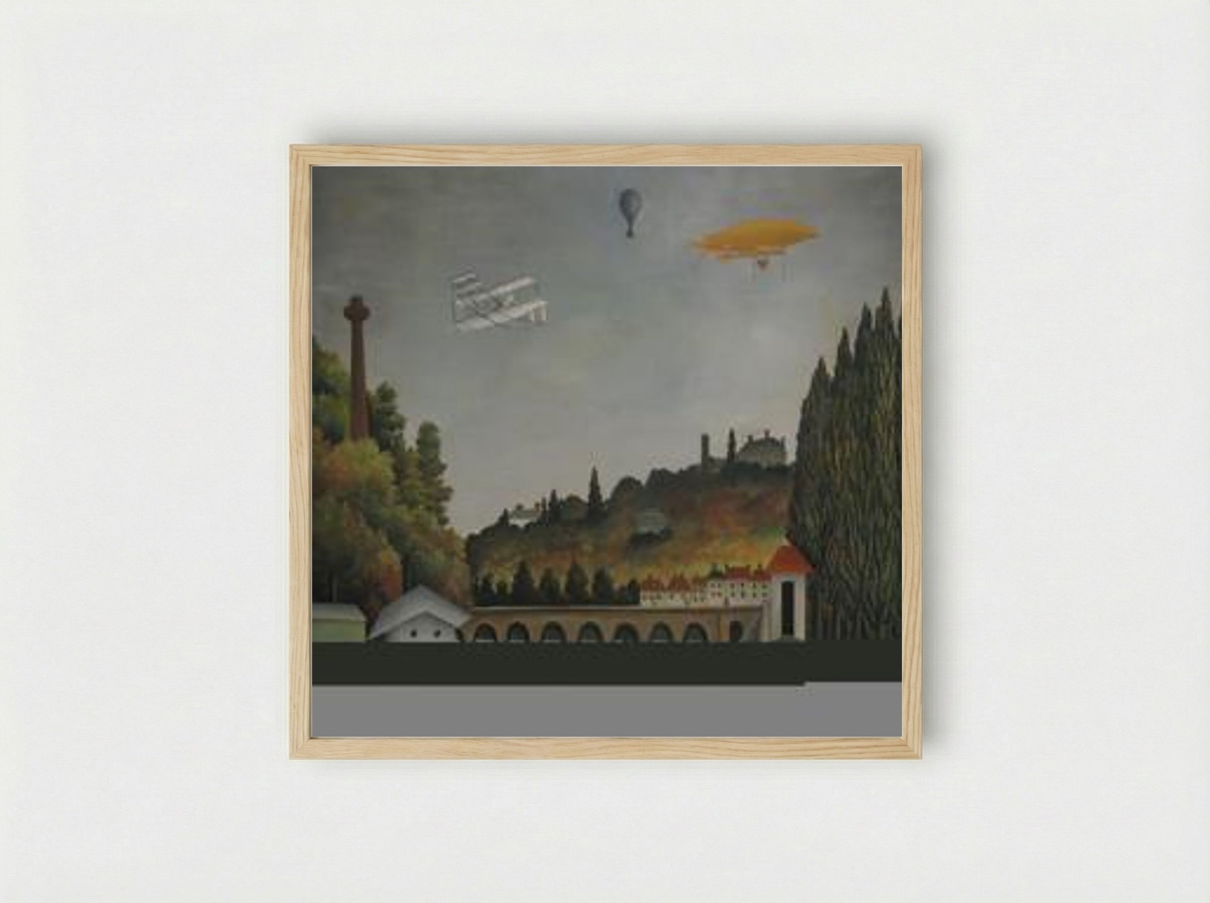 View of the Bridge at Sèvres and the Hills at Clamart, St. Cloud and Bellevue - Henri Rousseau - Framed Print Wood