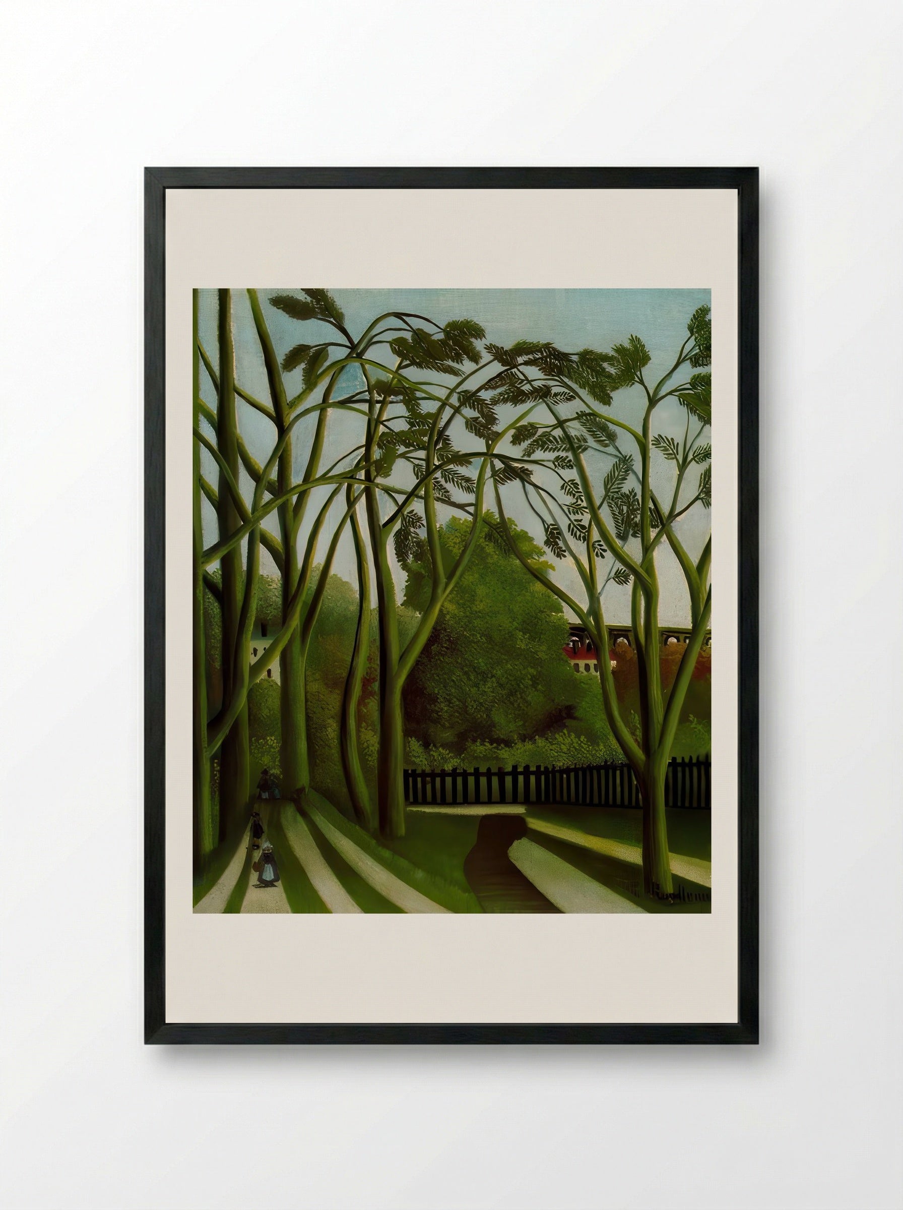 Landscape on the Banks of the Bièvre at Bicêtre by Henri Rousseau – Naïve French Countryside Print - Framed Print Black