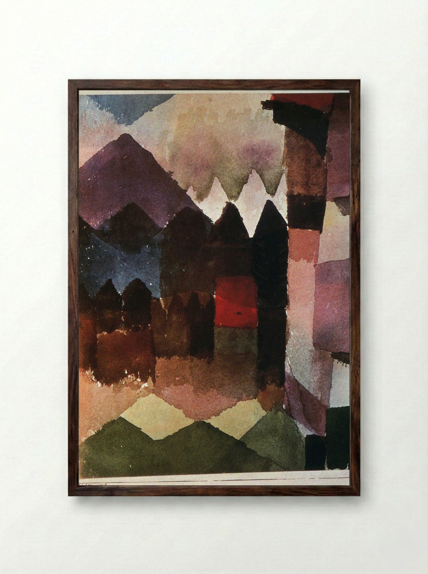 Foehn Wind in Marc's Garden - Paul Klee - Framed Print Dark Wood