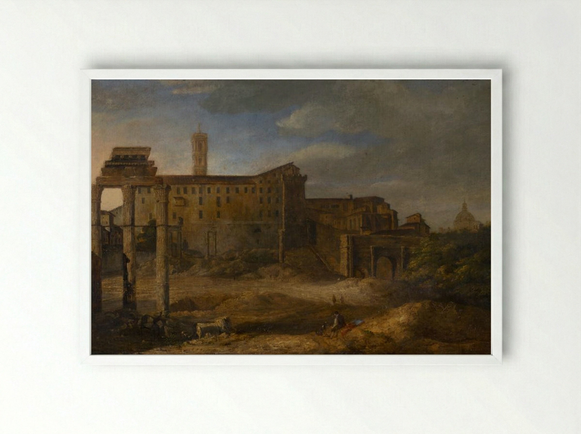 Roman Ruins with Figures - Giovanni Paolo Panini - Framed Print White