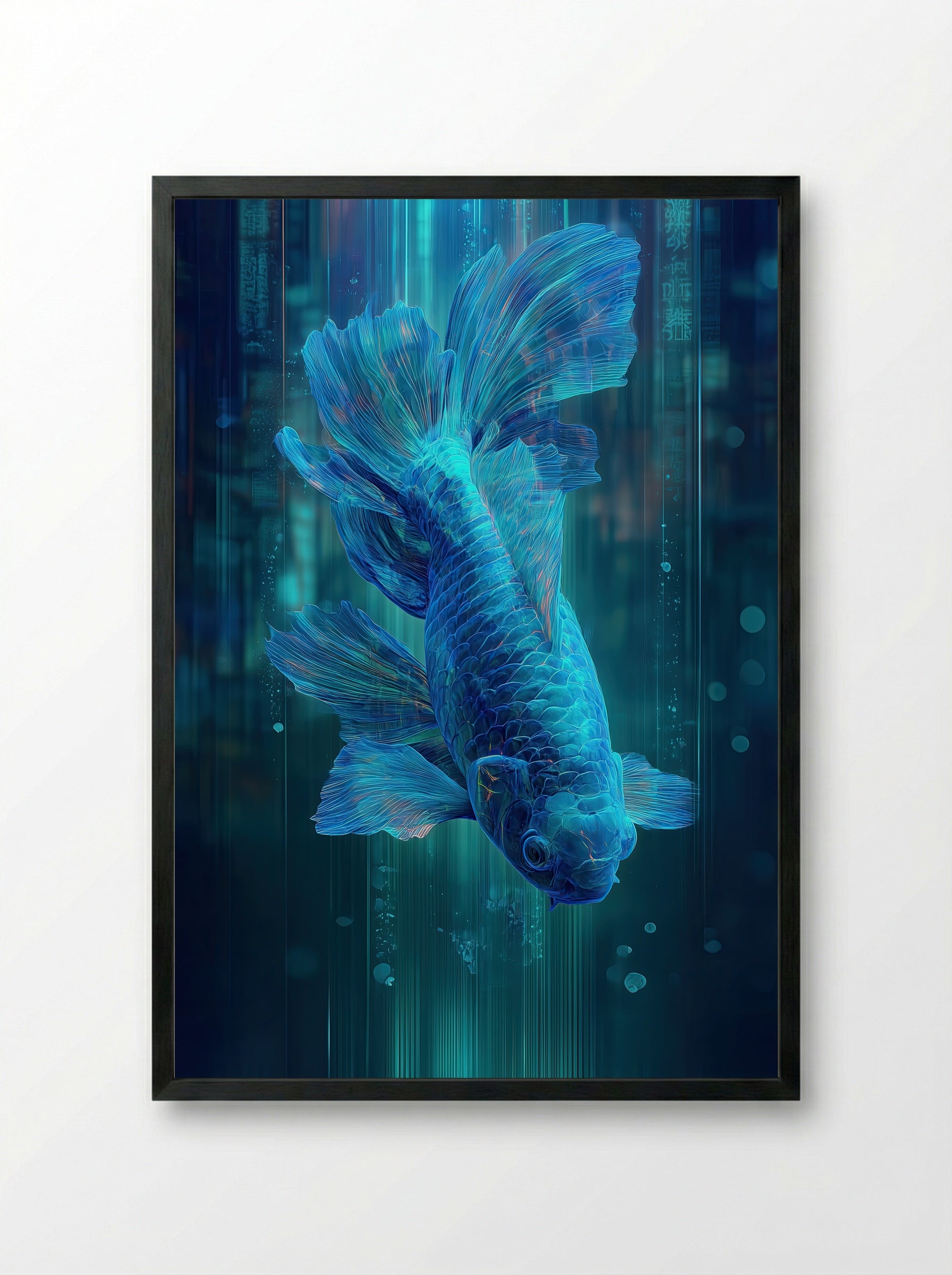 Cyber Koi No.3 – Arctic Surge - Framed Print Black