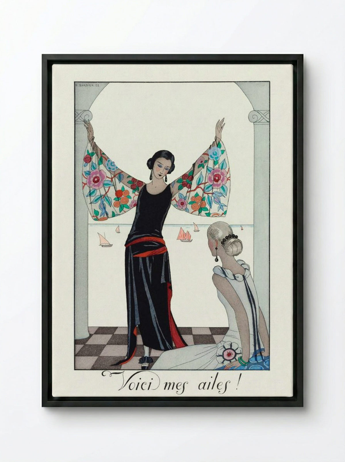 Voici mes ailes! - George Barbier - Framed Canvas Black