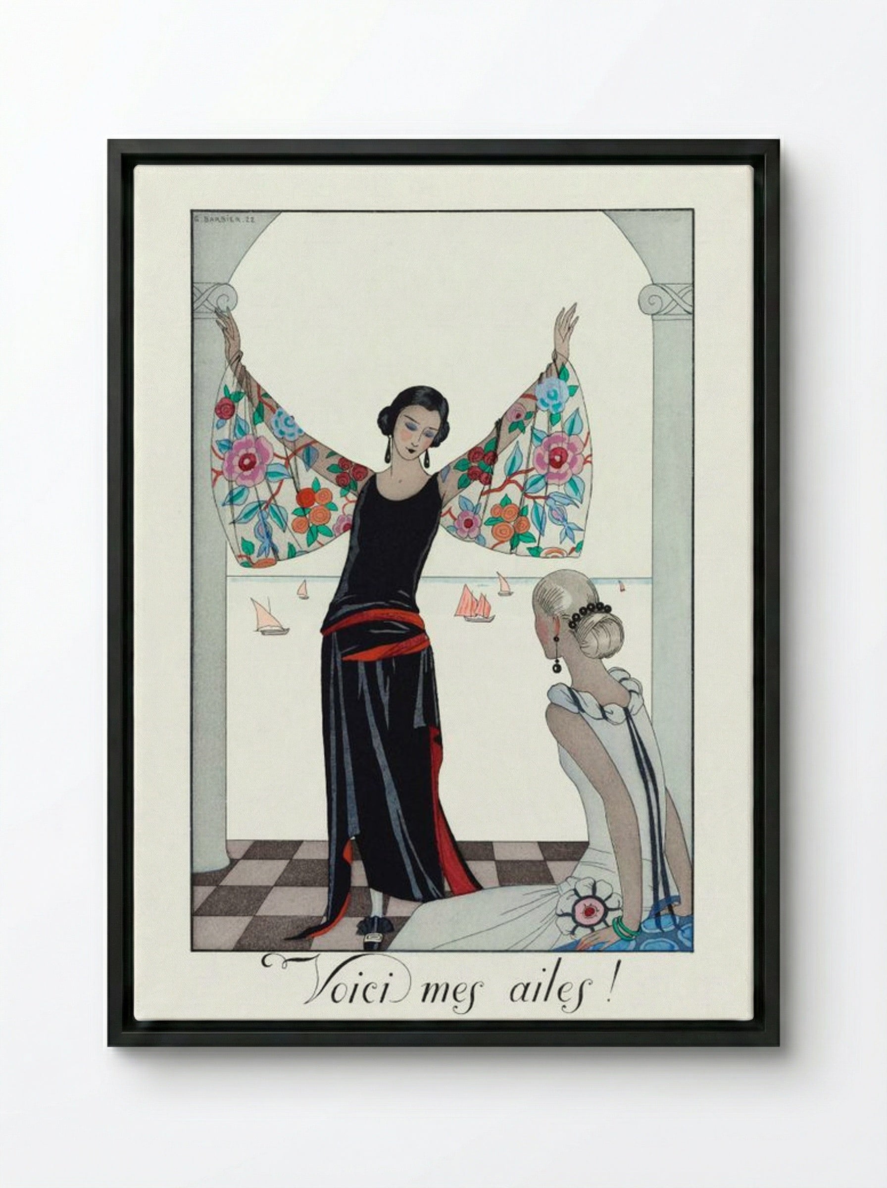 Voici mes ailes! - George Barbier - Framed Canvas Black
