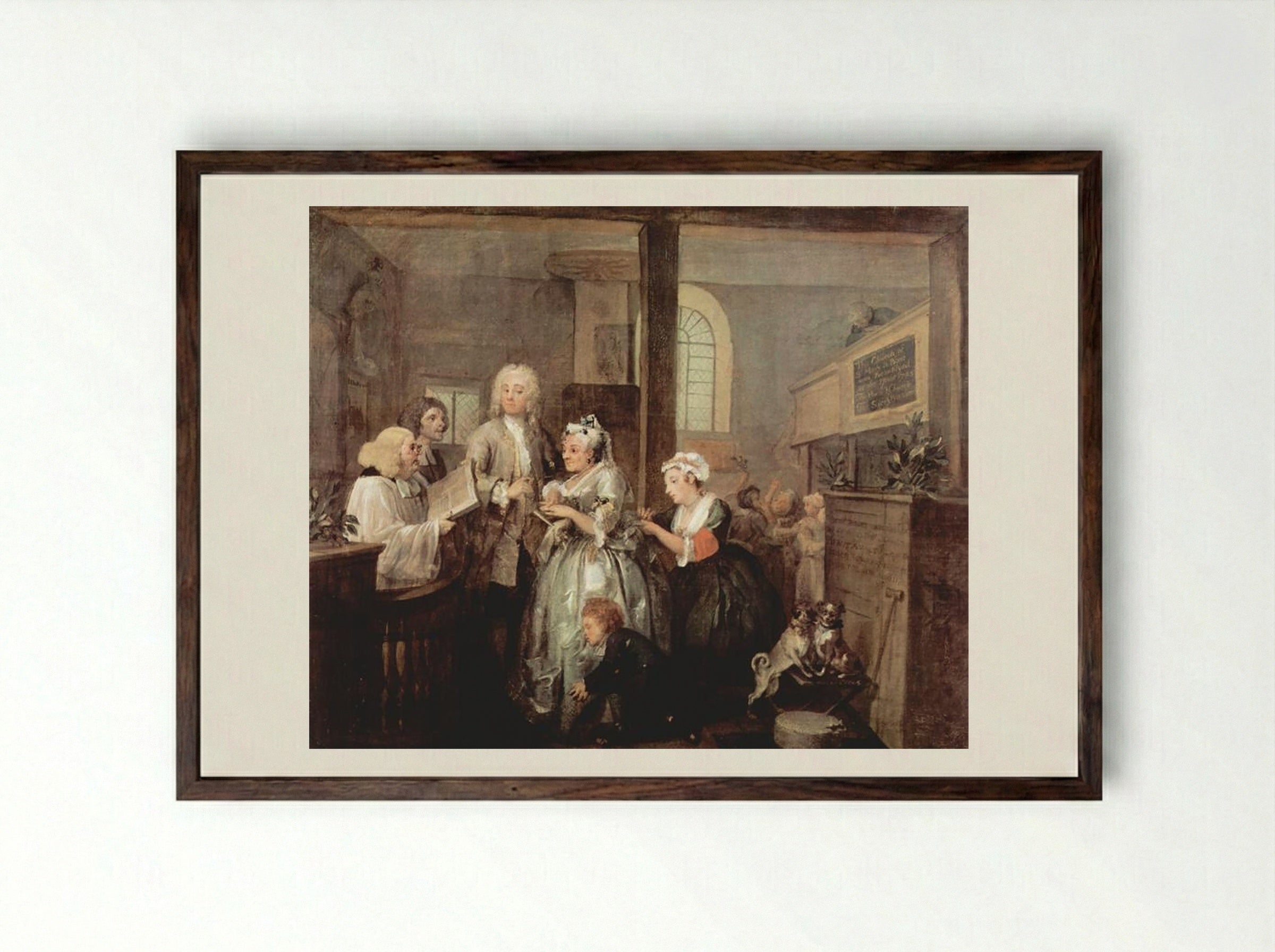Marriage A-la-Mode, Plate 1: The Marriage Settlement - William Hogarth - Framed Print Dark Wood