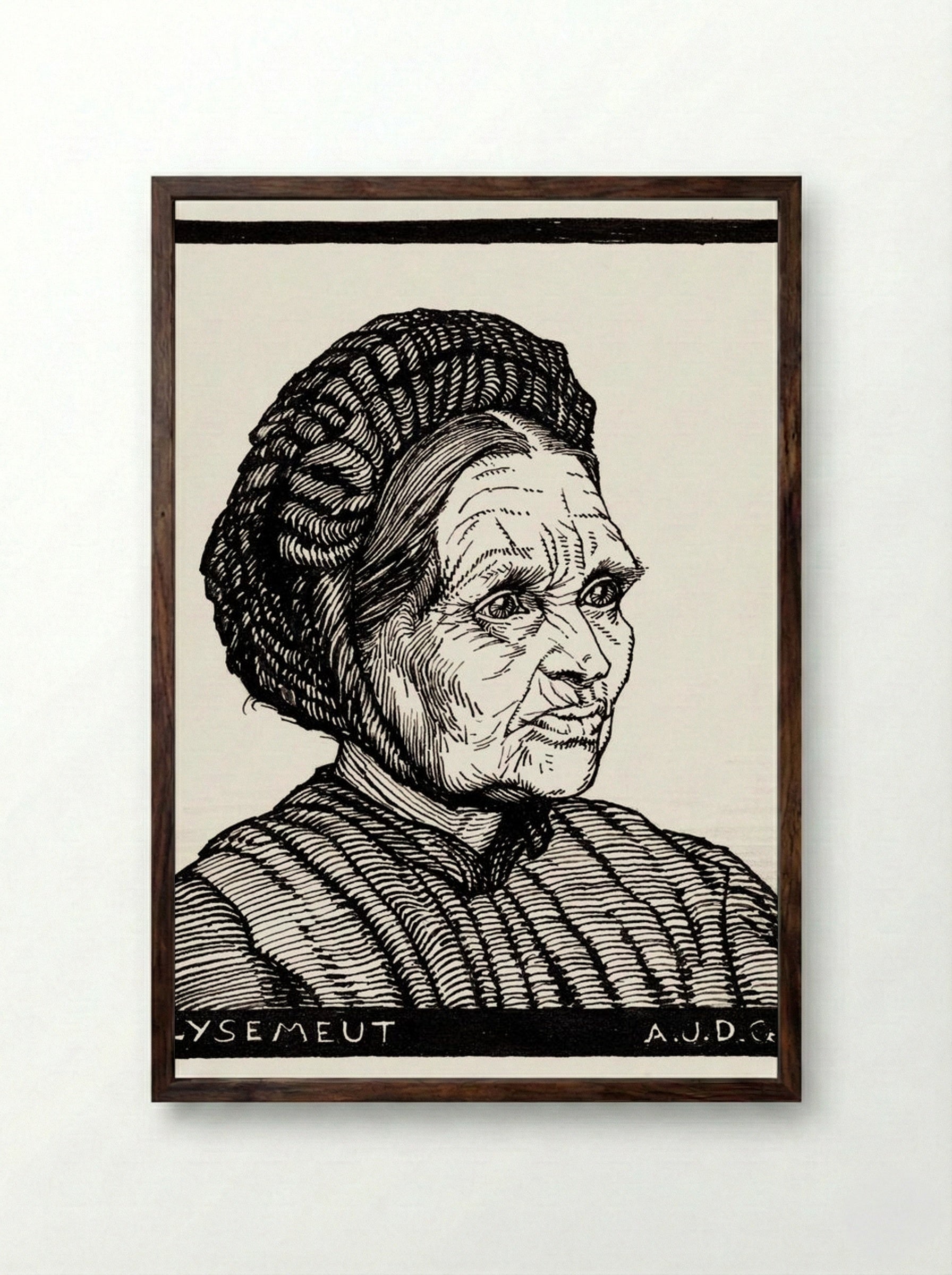 Portrait of Lysemeut, Laren Farmer's Wife - Julie de Graag - Framed Print Dark Wood