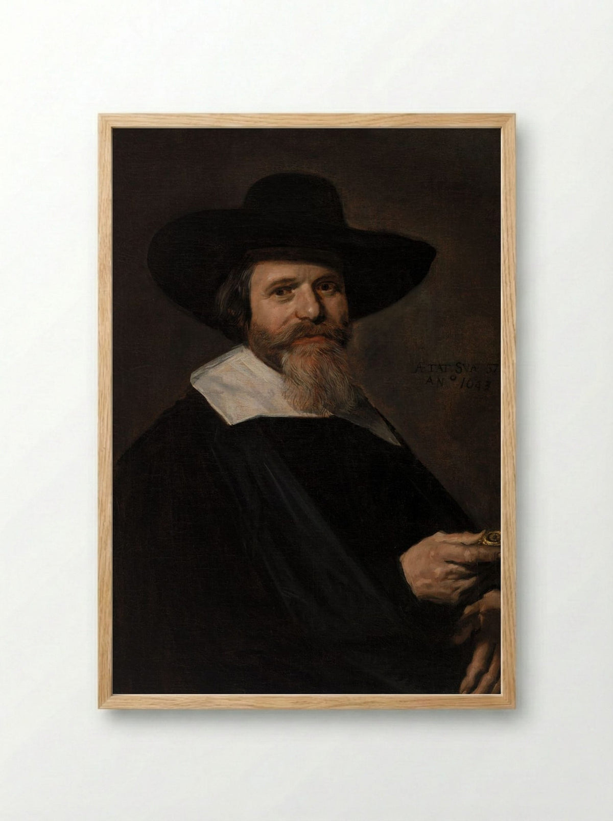 Portrait of a Man Holding a Watch - Frans Hals - Framed Print Wood