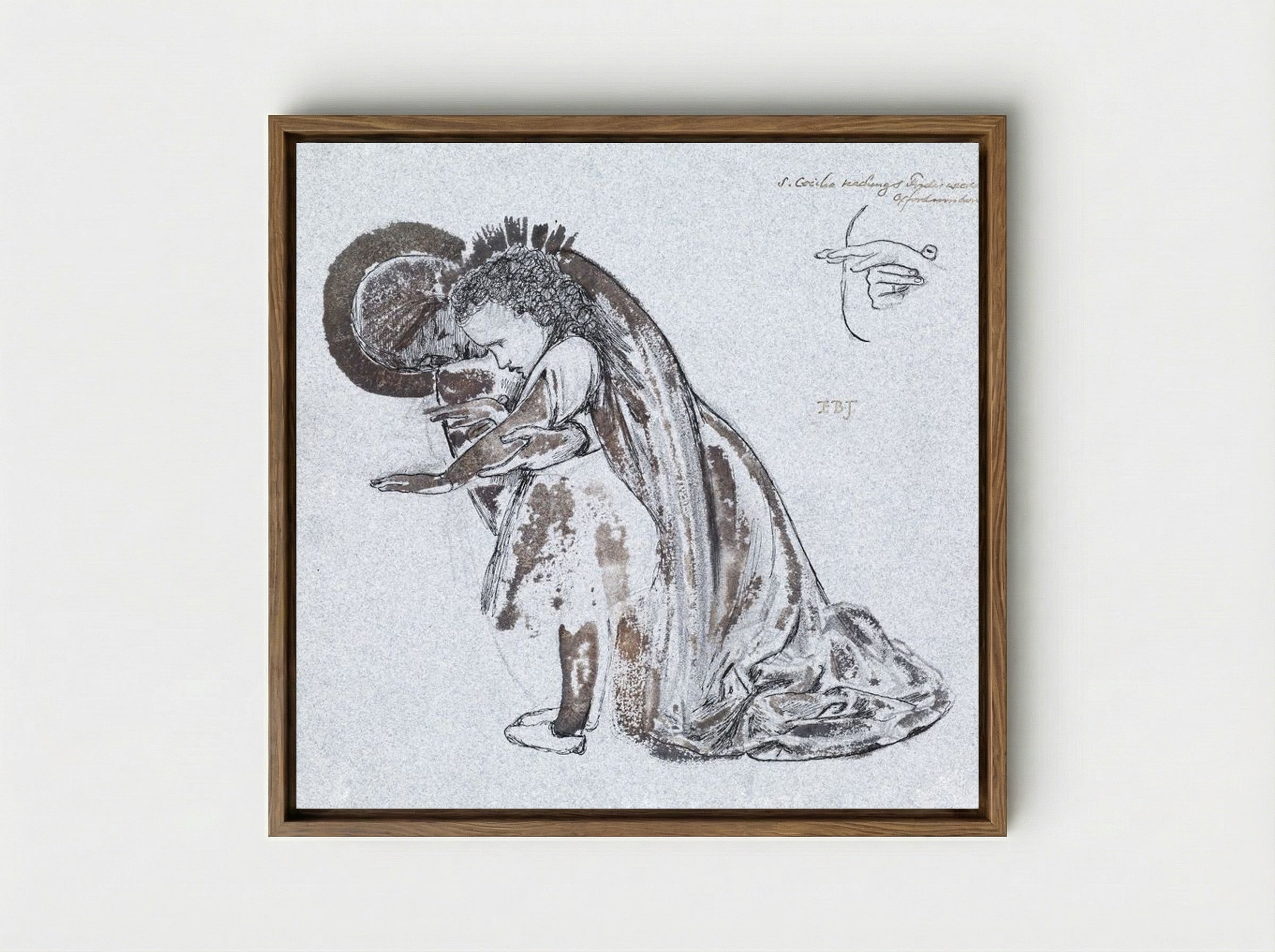 Study of St Cecilia Teaching St Frideswide - Edward Burne-Jones - Framed Canvas Wood