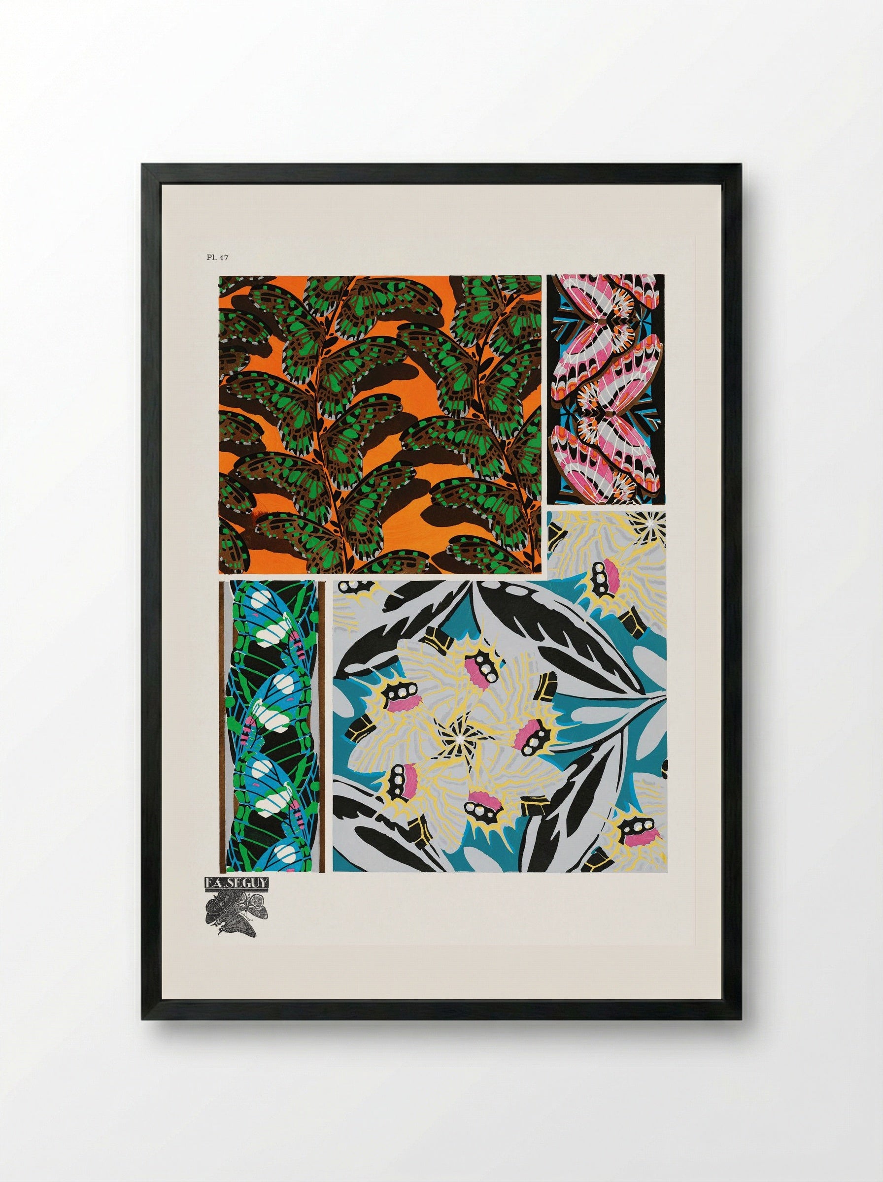 Butterflies Pattern Plate 17 - Émile-Allain Séguy - Framed Print Black