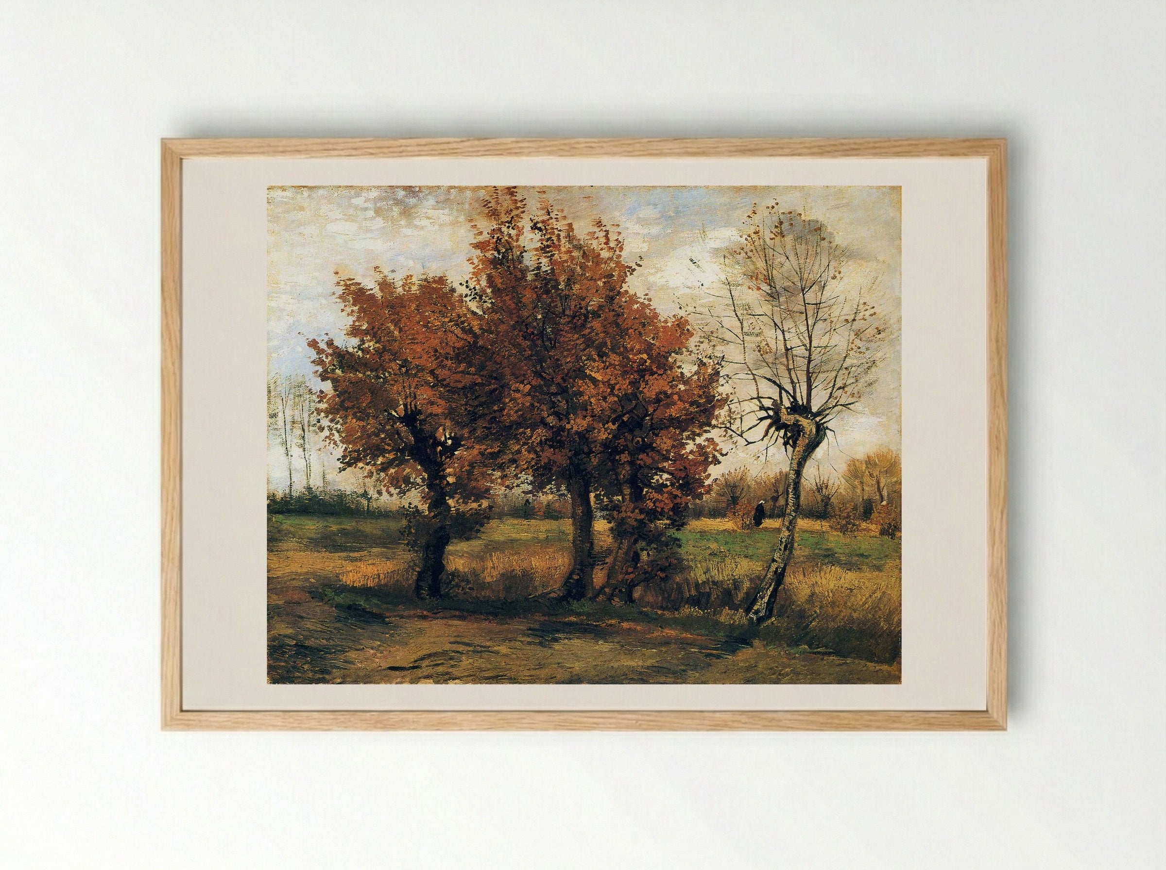 Autumn Landscape with Four Trees - Vincent van Gogh - Framed Print Wood