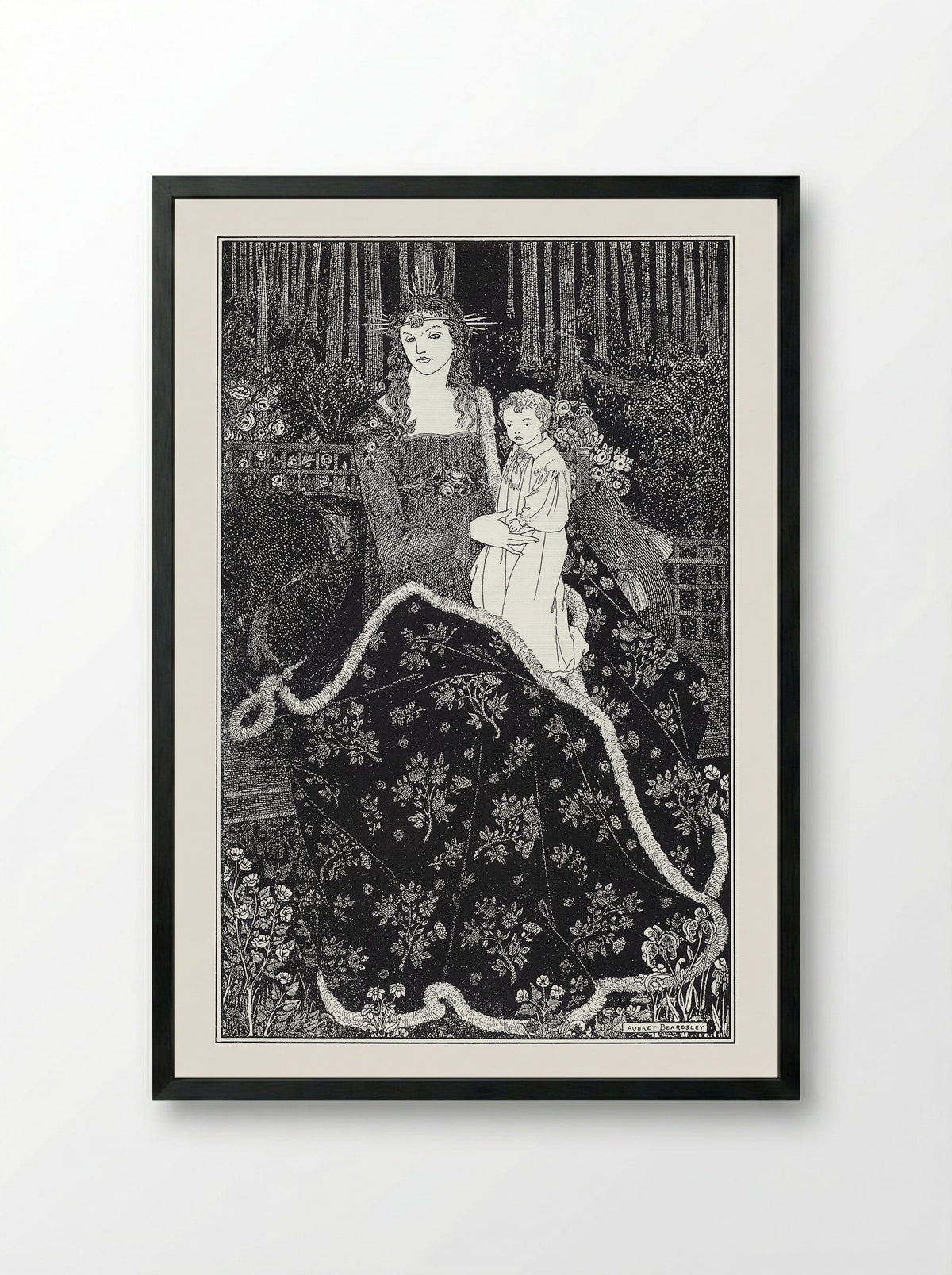 A Christmas Card - Aubrey Beardsley - Framed Print Black