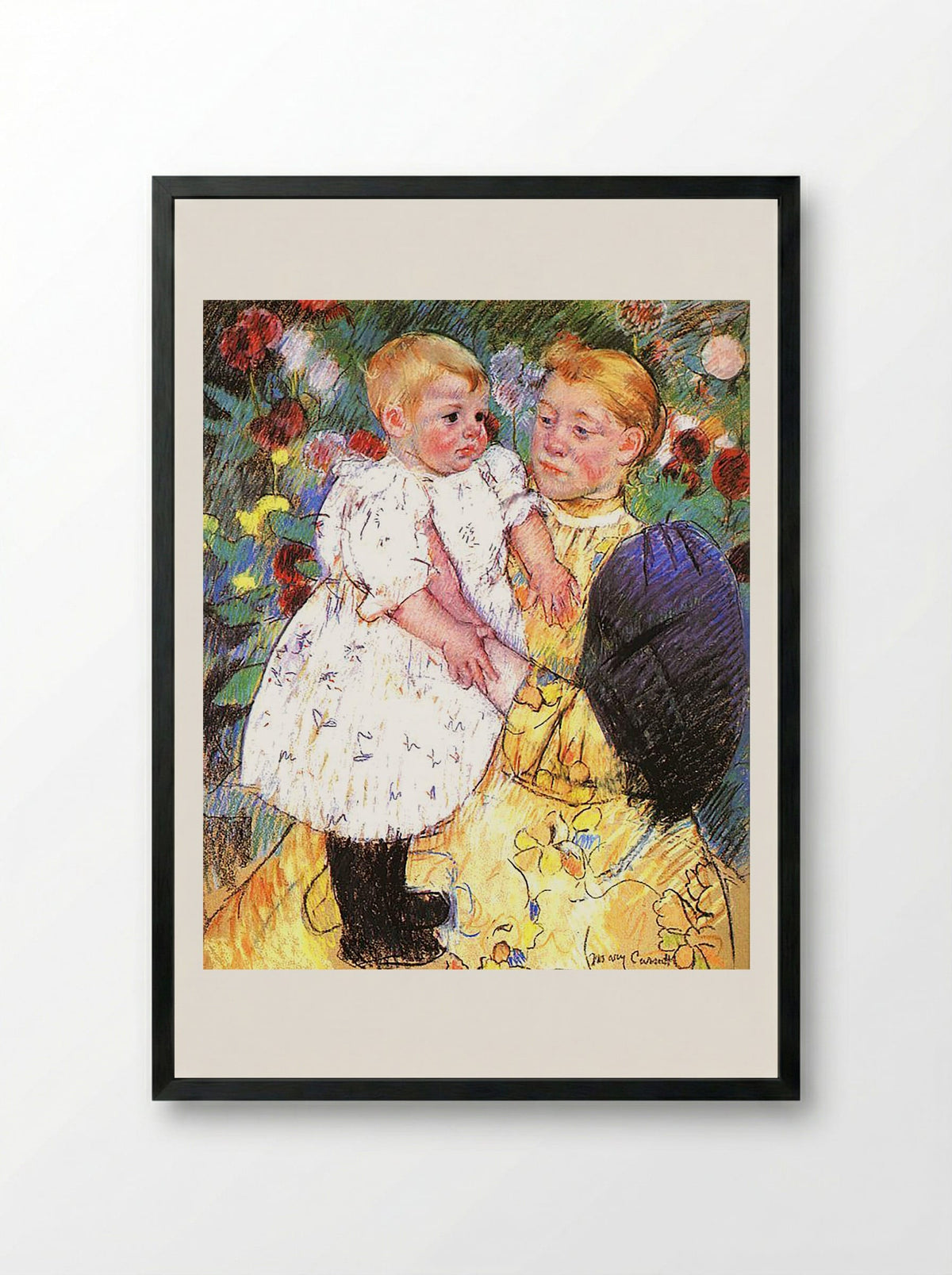 In the Garden - Mary Cassatt - Framed Print Black