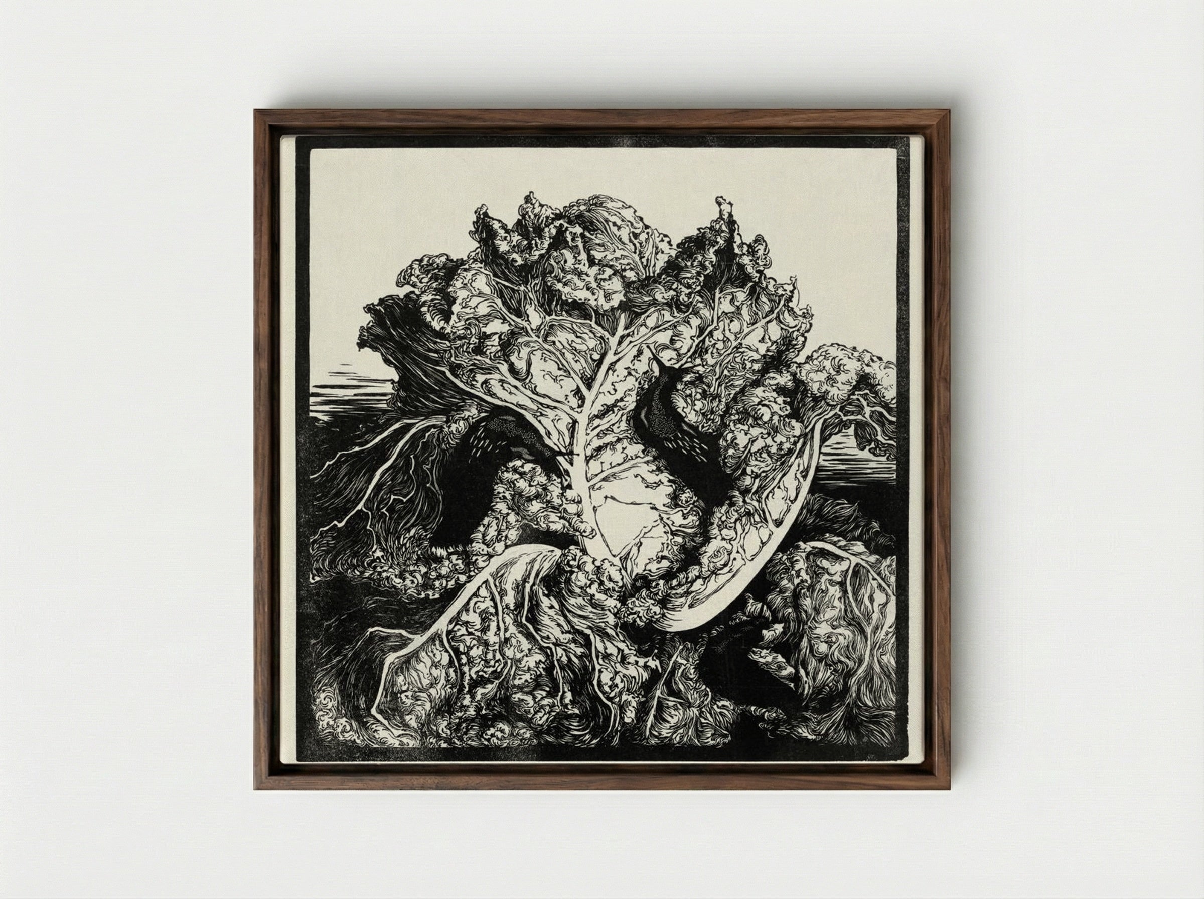 Three Slugs on a Cabbage - Julie de Graag - Framed Canvas Dark Wood