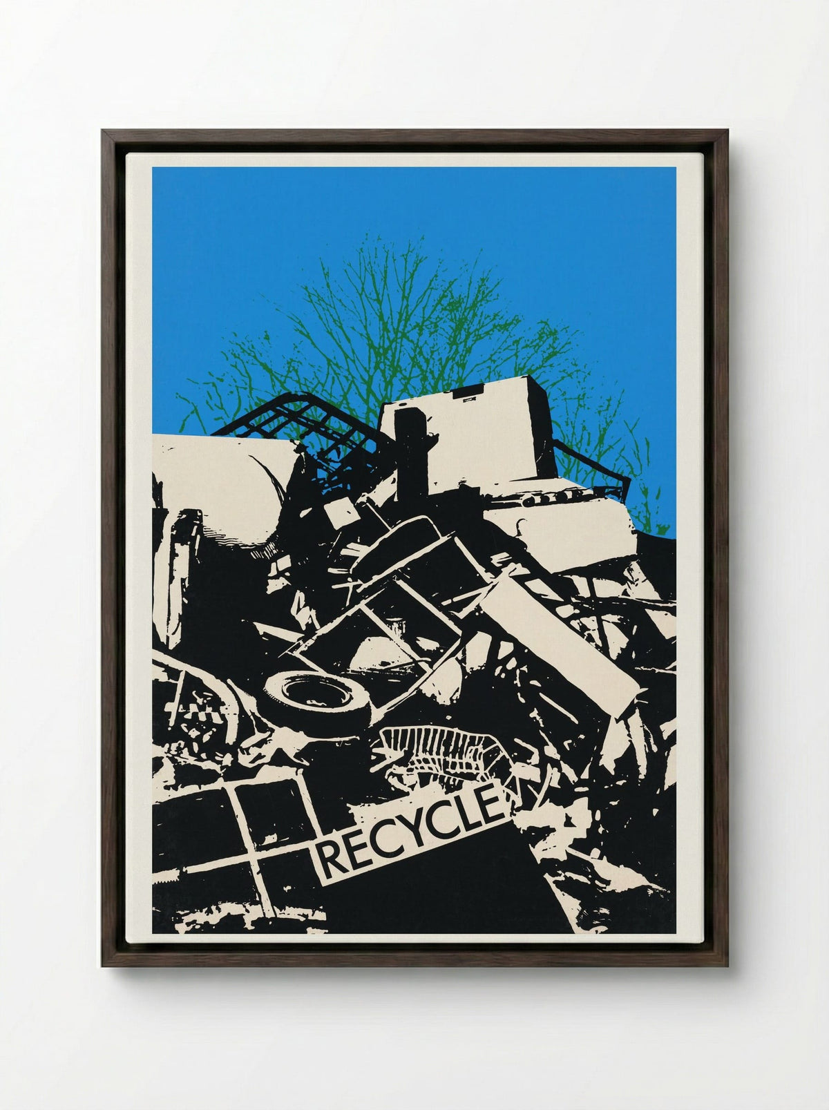 Recycle - Graphic Workshop - Framed Canvas Dark Wood