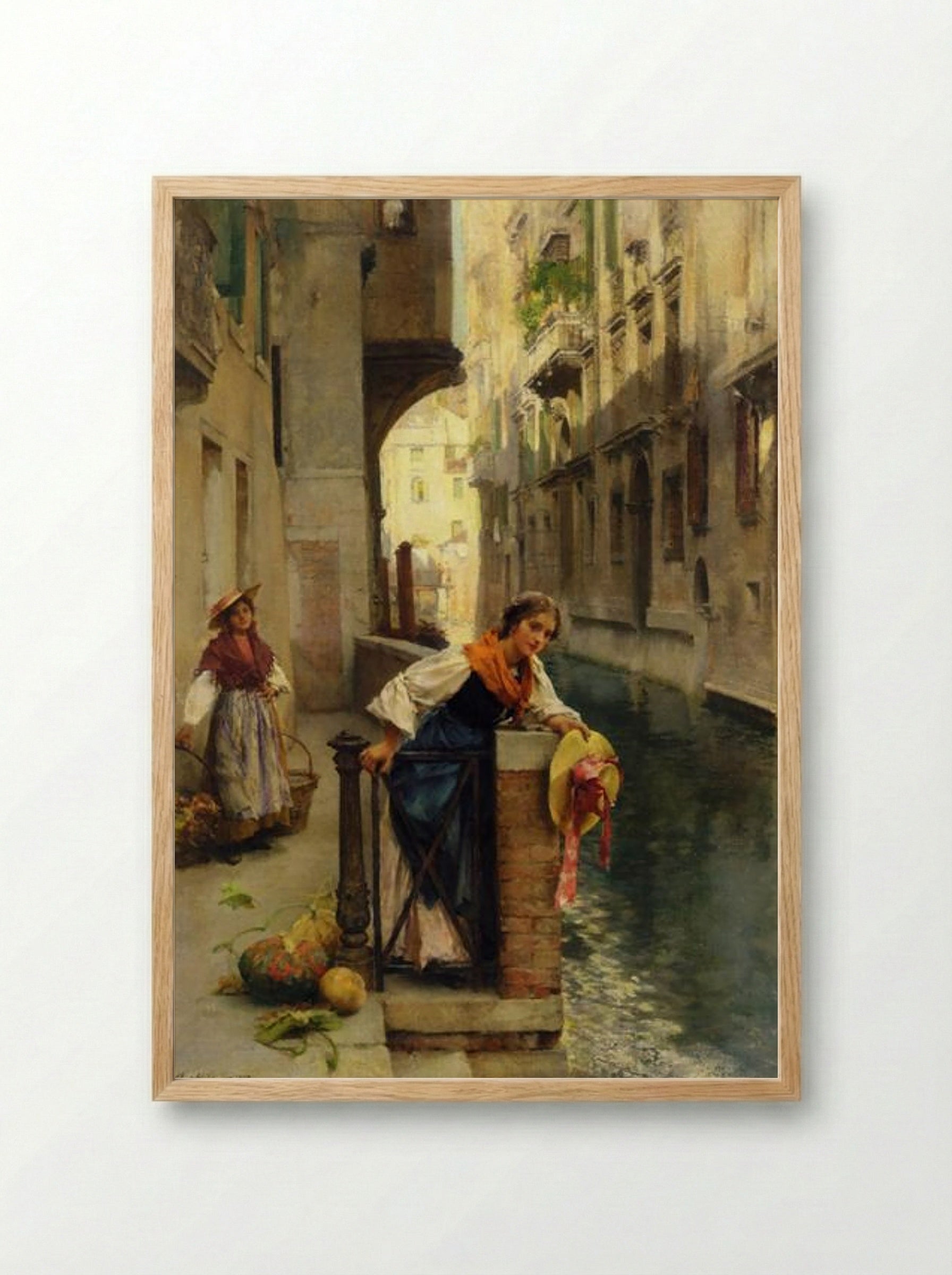 Fruit Sellers from the Islands, Venice - David Roberts - Framed Print Wood