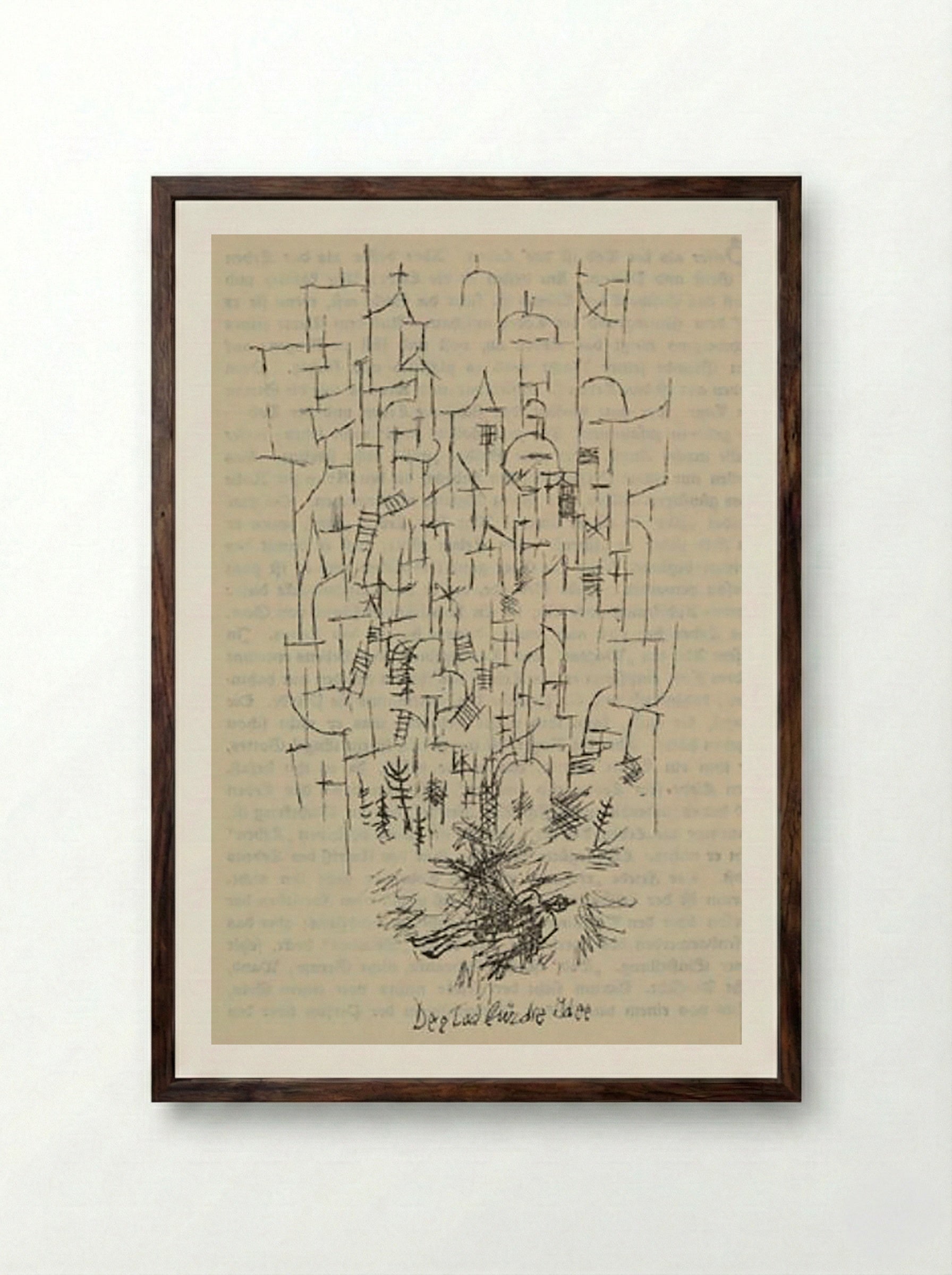 Death and Fire - Paul Klee - Framed Print Dark Wood