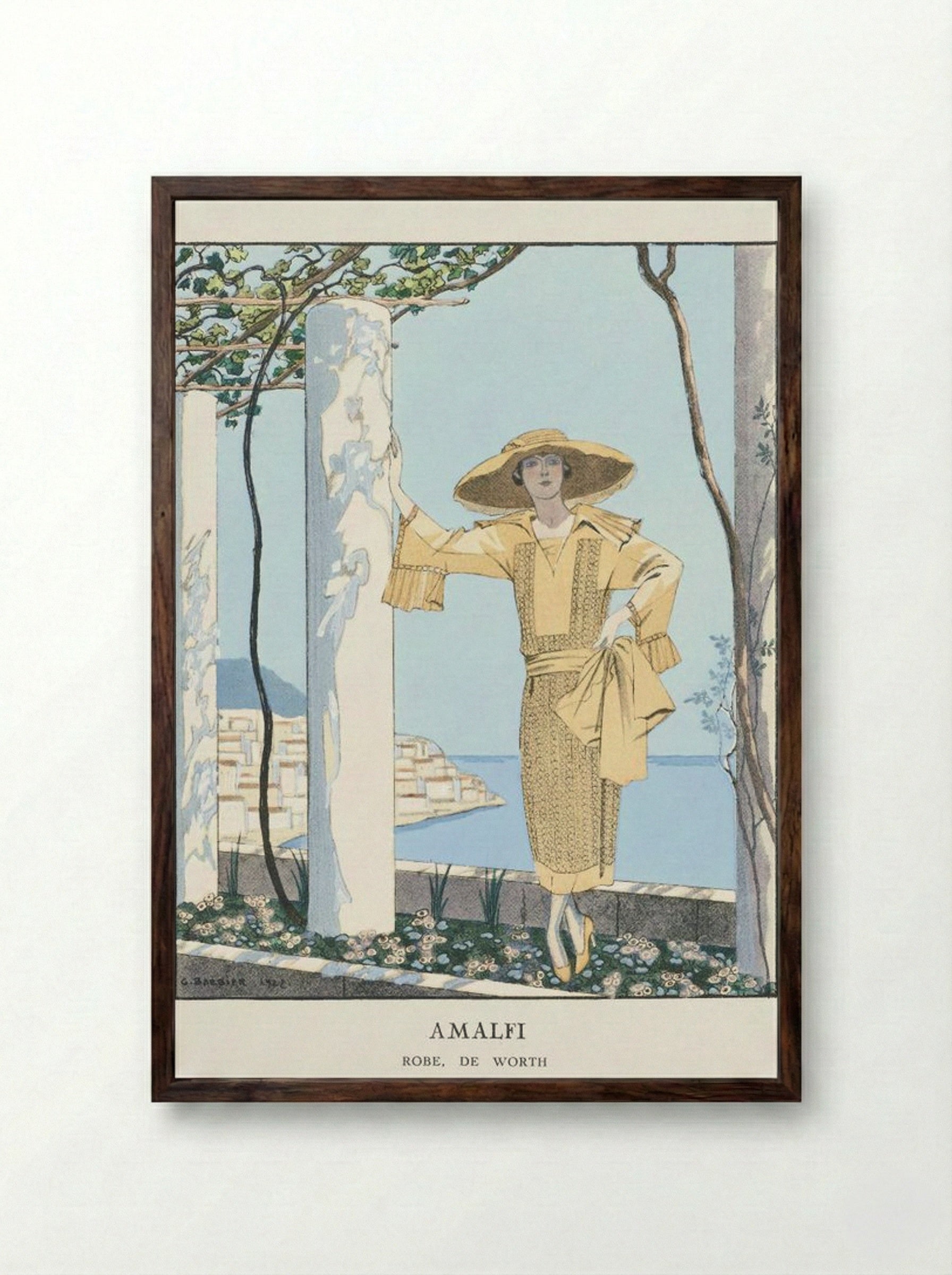 Amalfi, Robe de Worth - George Barbier - Framed Print Dark Wood