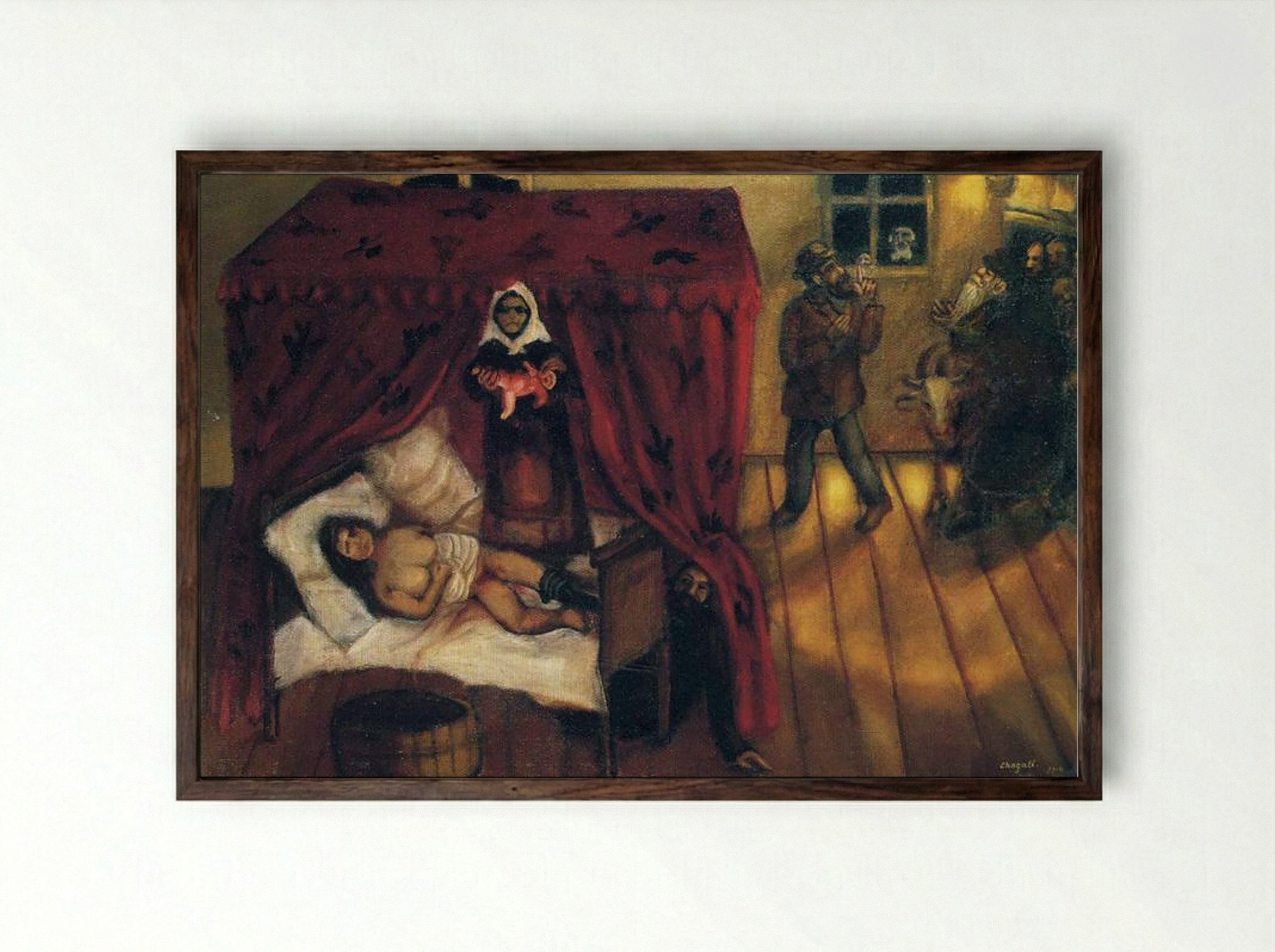 Birth - Marc Chagall - Framed Print Dark Wood